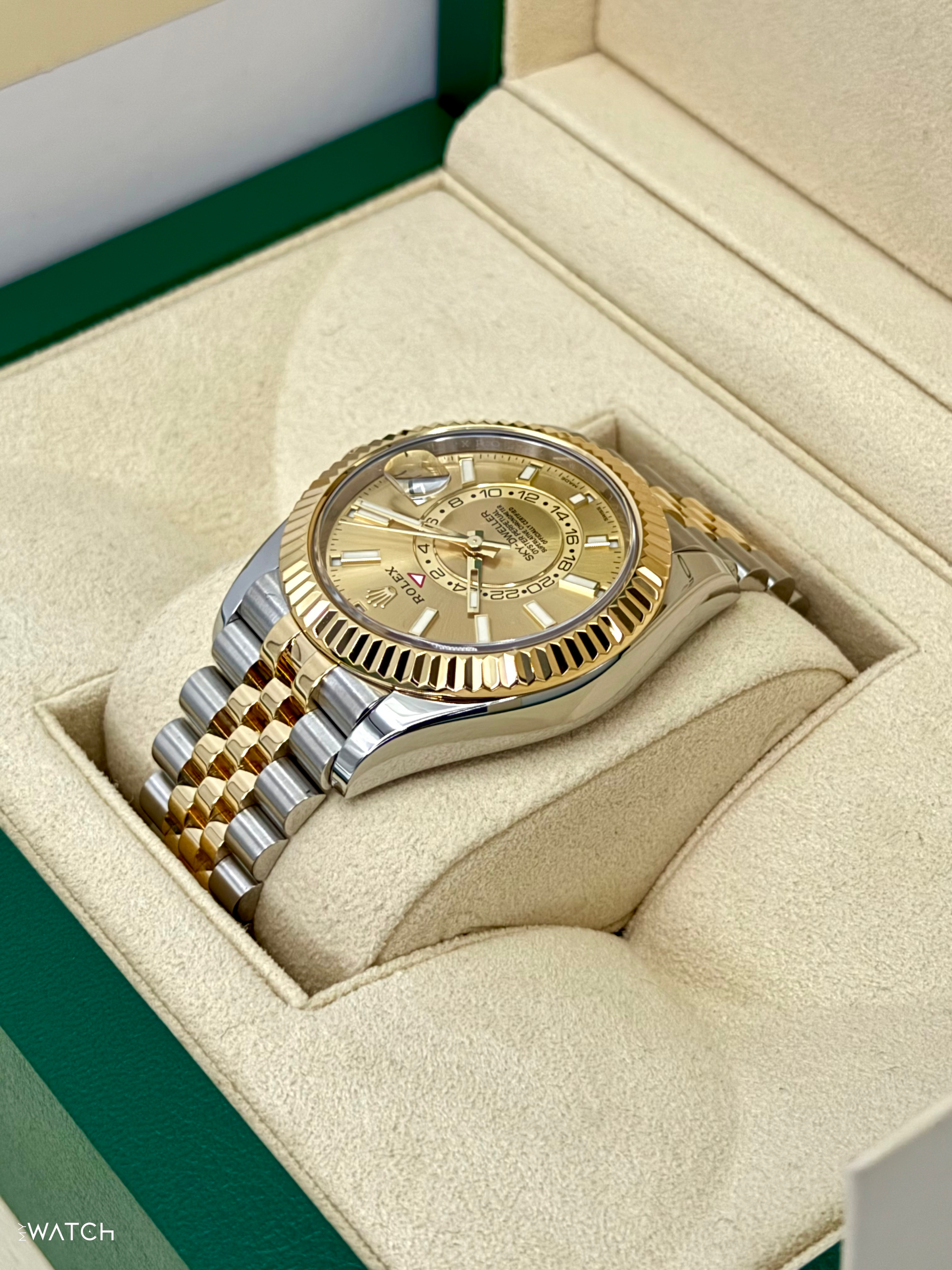 2022 Rolex Sky-Dweller 42mm 326933 Two-Tone Jubilee Champagne Dial - MyWatchLLC