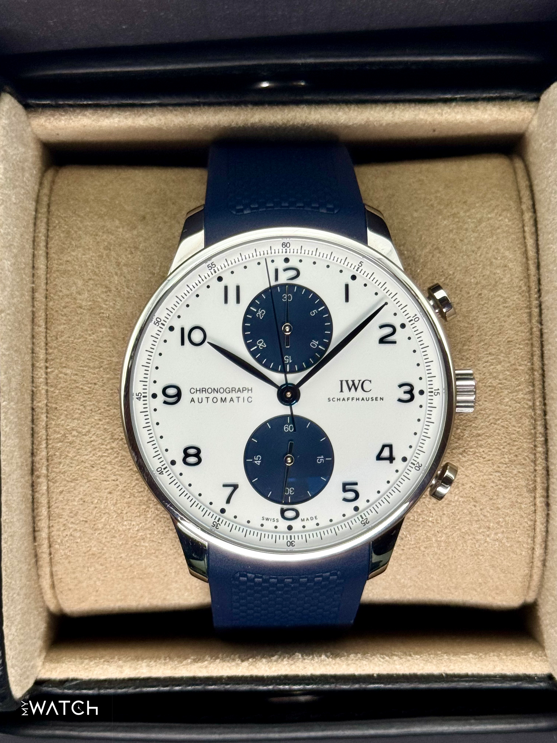 2023 IWC Portuguese Chronograph 41mm IW371620 Stainless Steel White Dial - MyWatchLLC