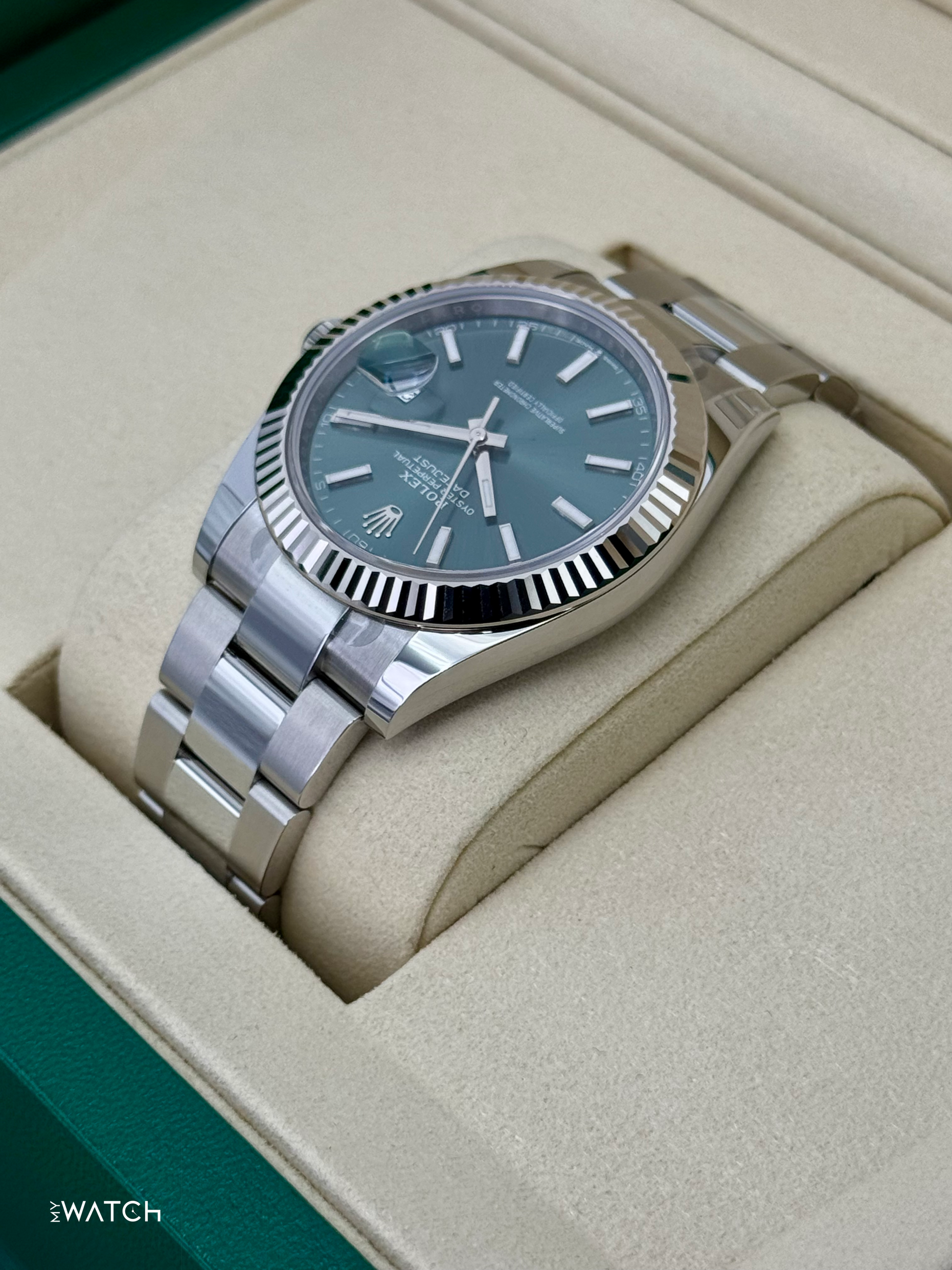 NEW 2025 Rolex Datejust 41mm 126334 Oyster Mint Green Dial - MyWatchLLC