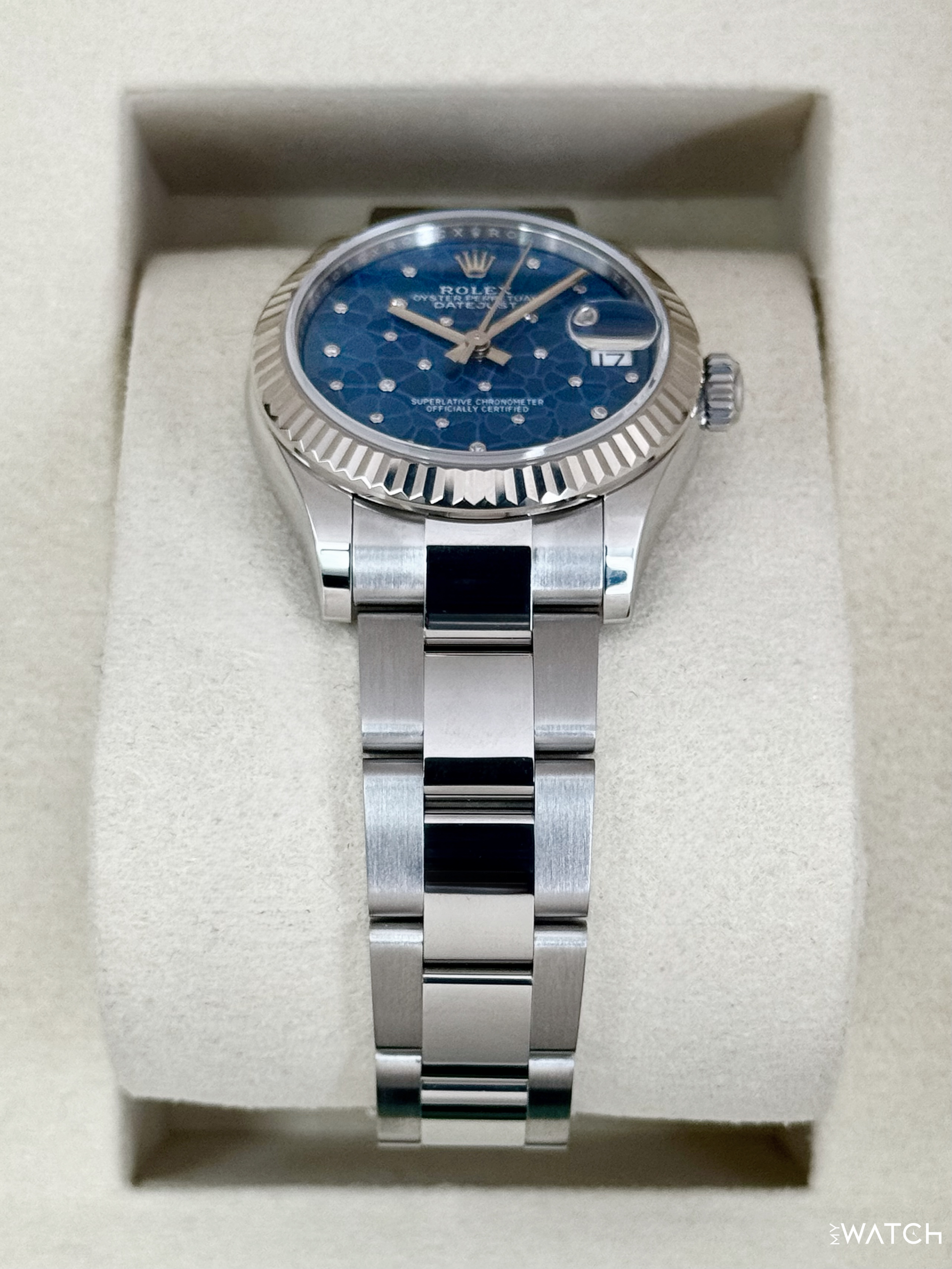 2025 Rolex Lady Datejust 31mm 278274 Stainless Steel Oyster Azzuro Blue Floral Dial - MyWatchLLC