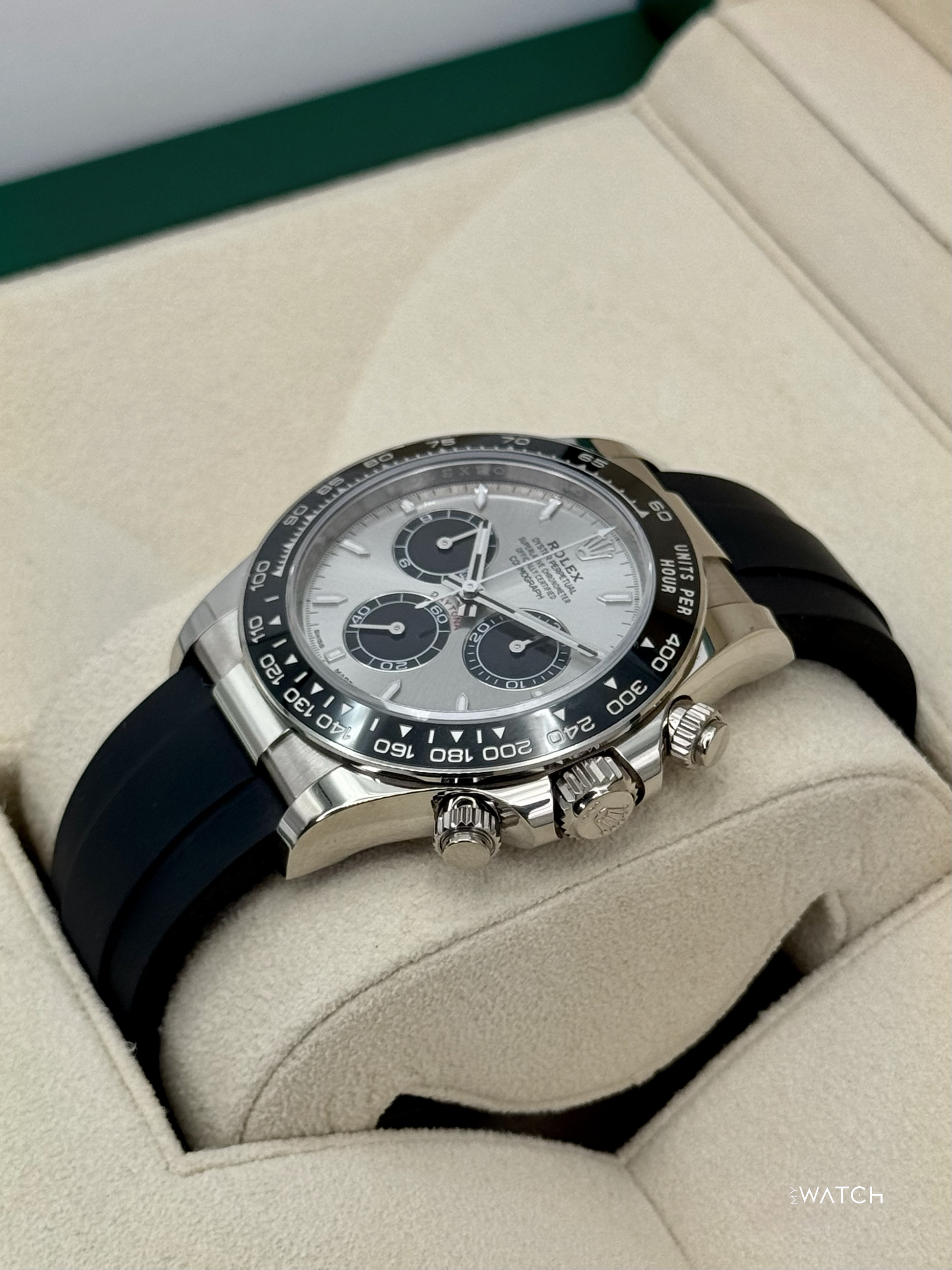2025 Rolex Daytona 40mm 126519LN White Gold Oysterflex Silver Ghost Dial - MyWatchLLC