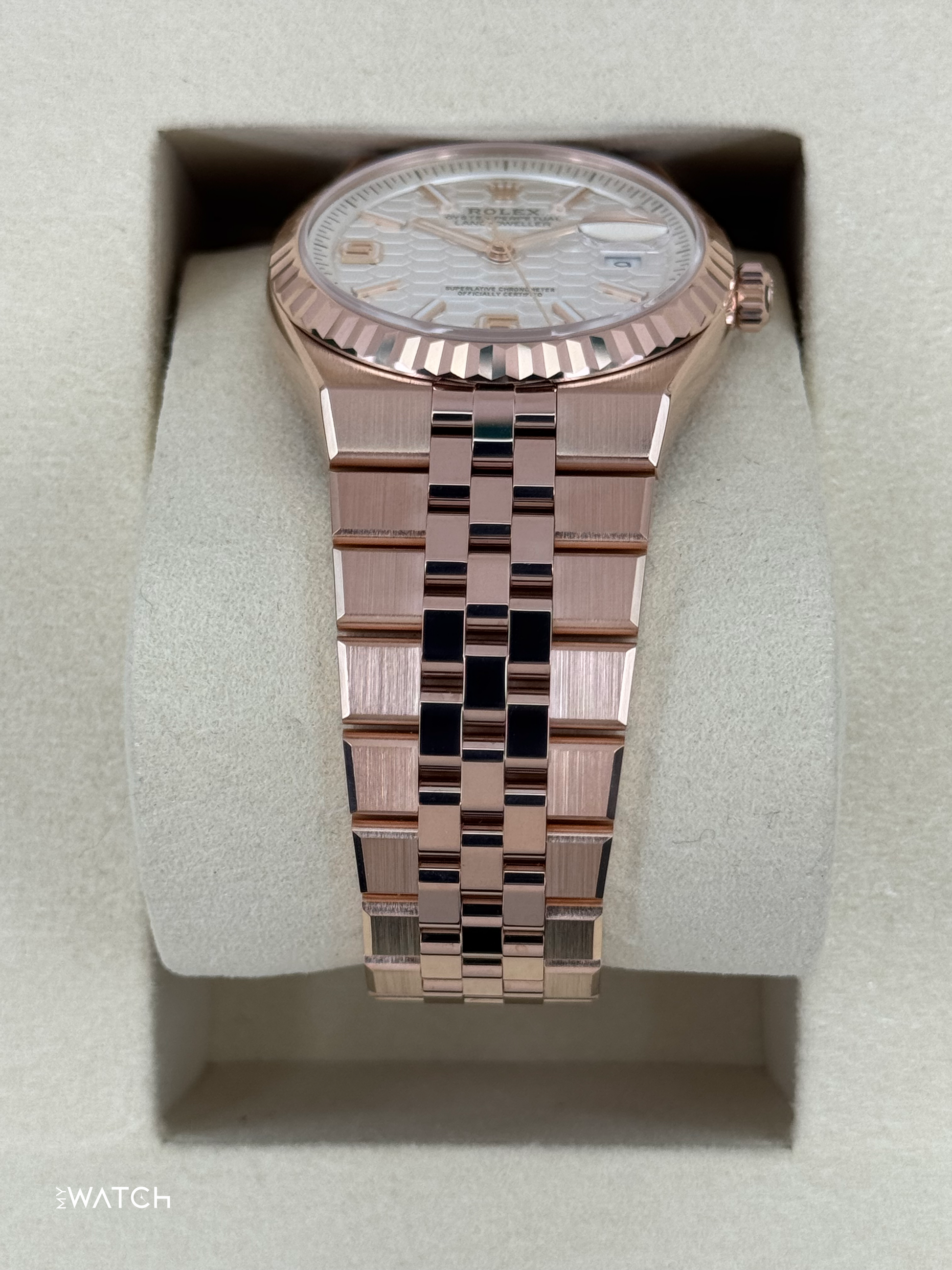 2025 Rolex Land-Dweller 36mm 127235 Rose Gold Flat Jubilee White Dial - MyWatchLLC