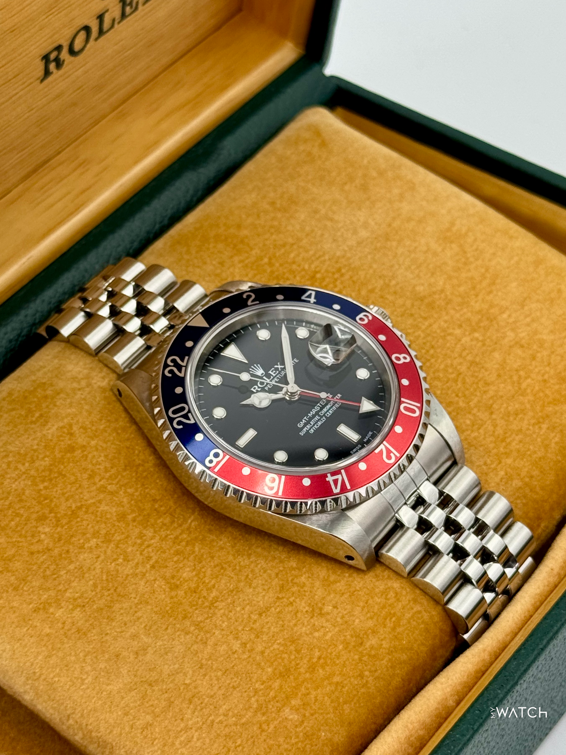 2001 Rolex GMT Master II "Pepsi" 40mm 16710 Stainless Steel "Collectors Set" - MyWatchLLC