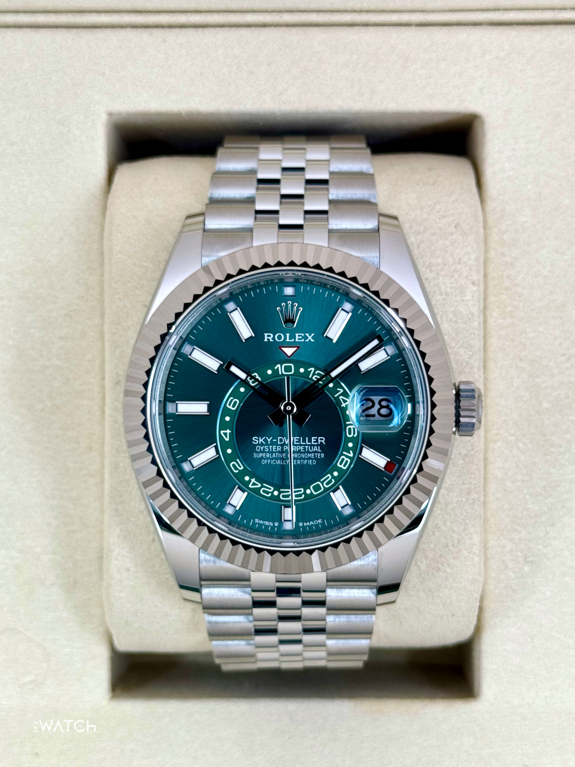 NEW 2025 Rolex Sky-Dweller 42mm 336934 Jubilee Green Dial - MyWatchLLC