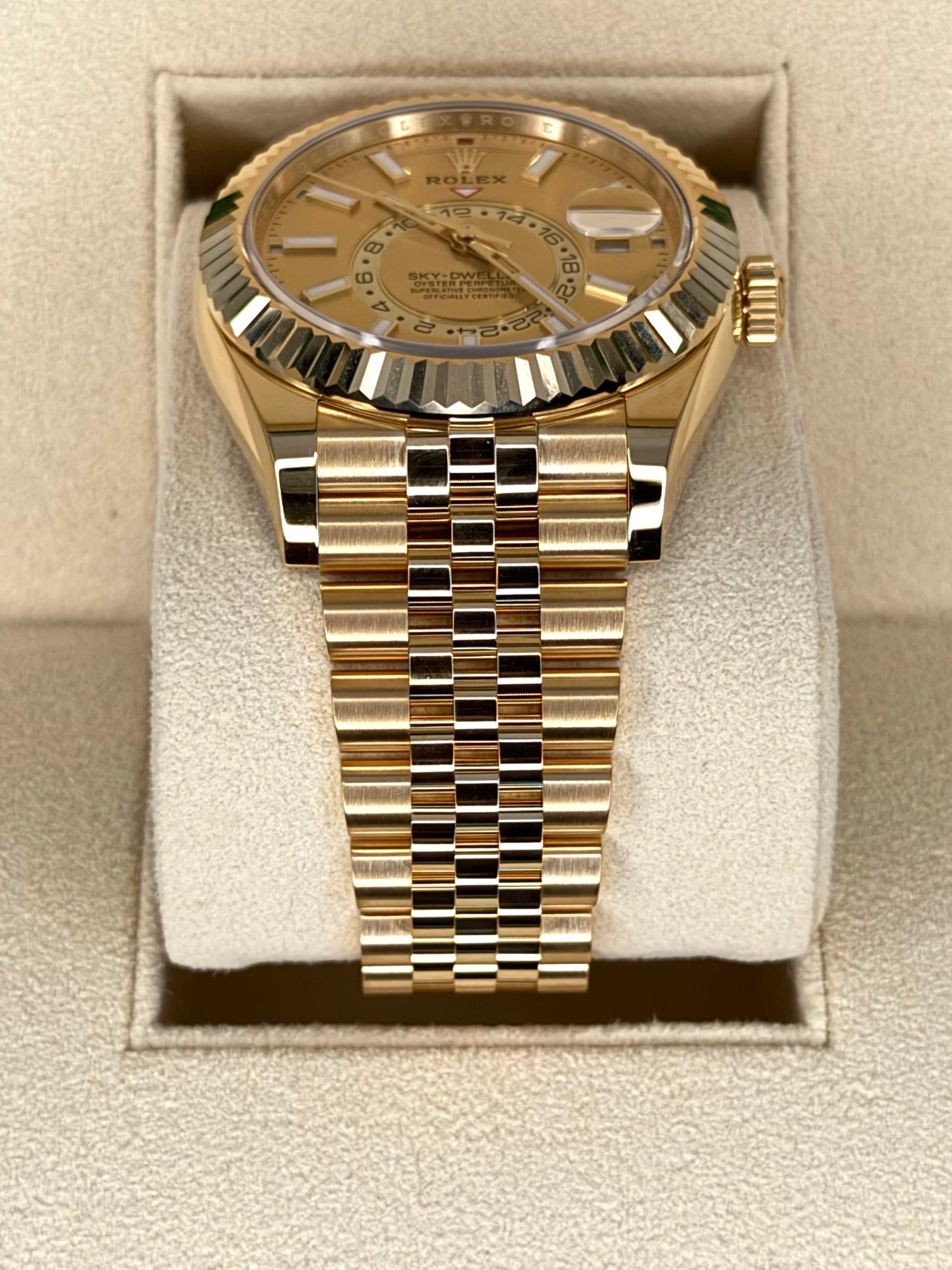 NEW 2025 Rolex Sky-Dweller 42mm 336938 Yellow Gold Jubilee Champagne Dial - MyWatchLLC