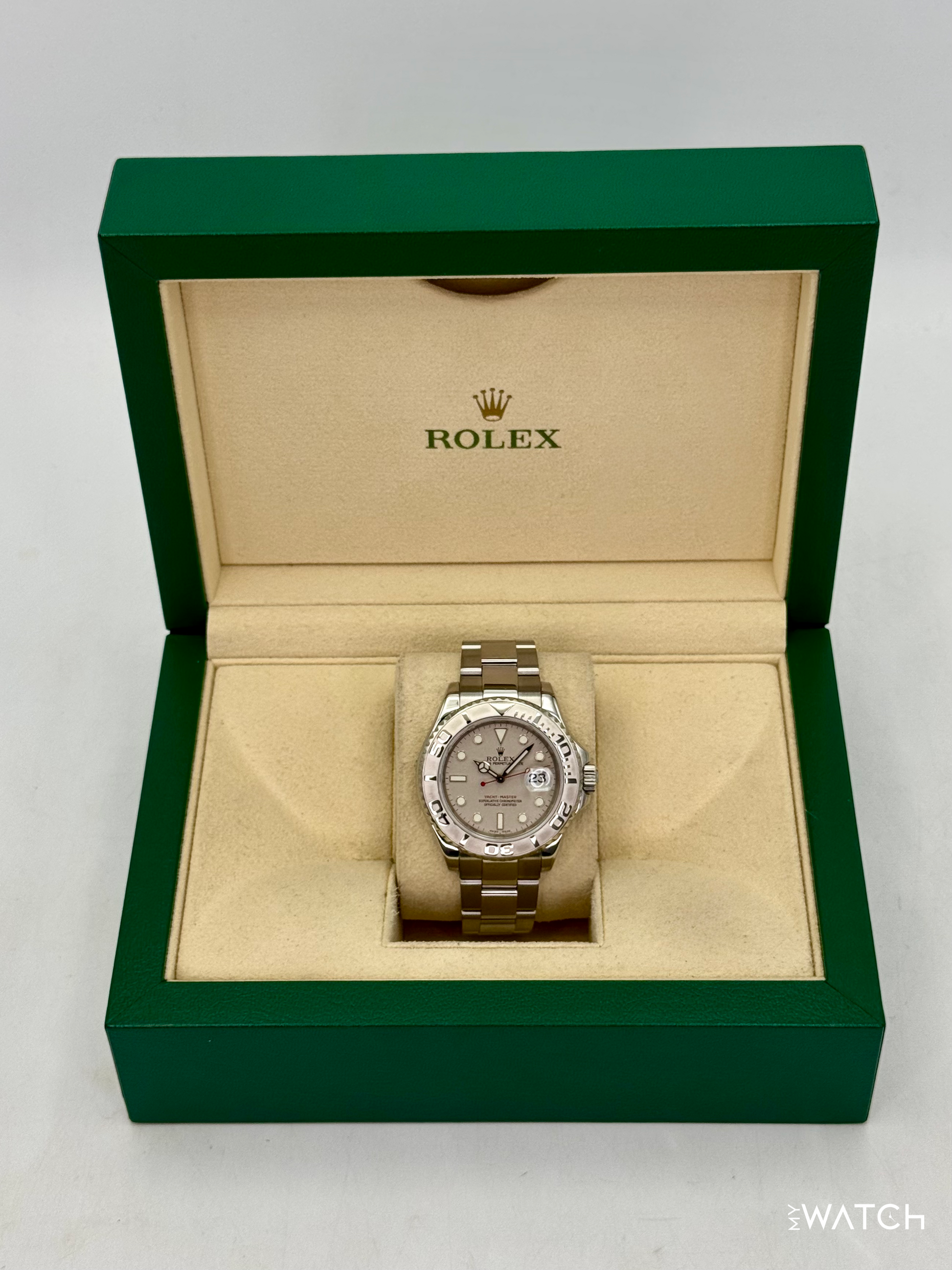 2004 Rolex Yacht-Master 40mm 16622 Stainless Steel Oyster Platinum Bezel and Dial - MyWatchLLC