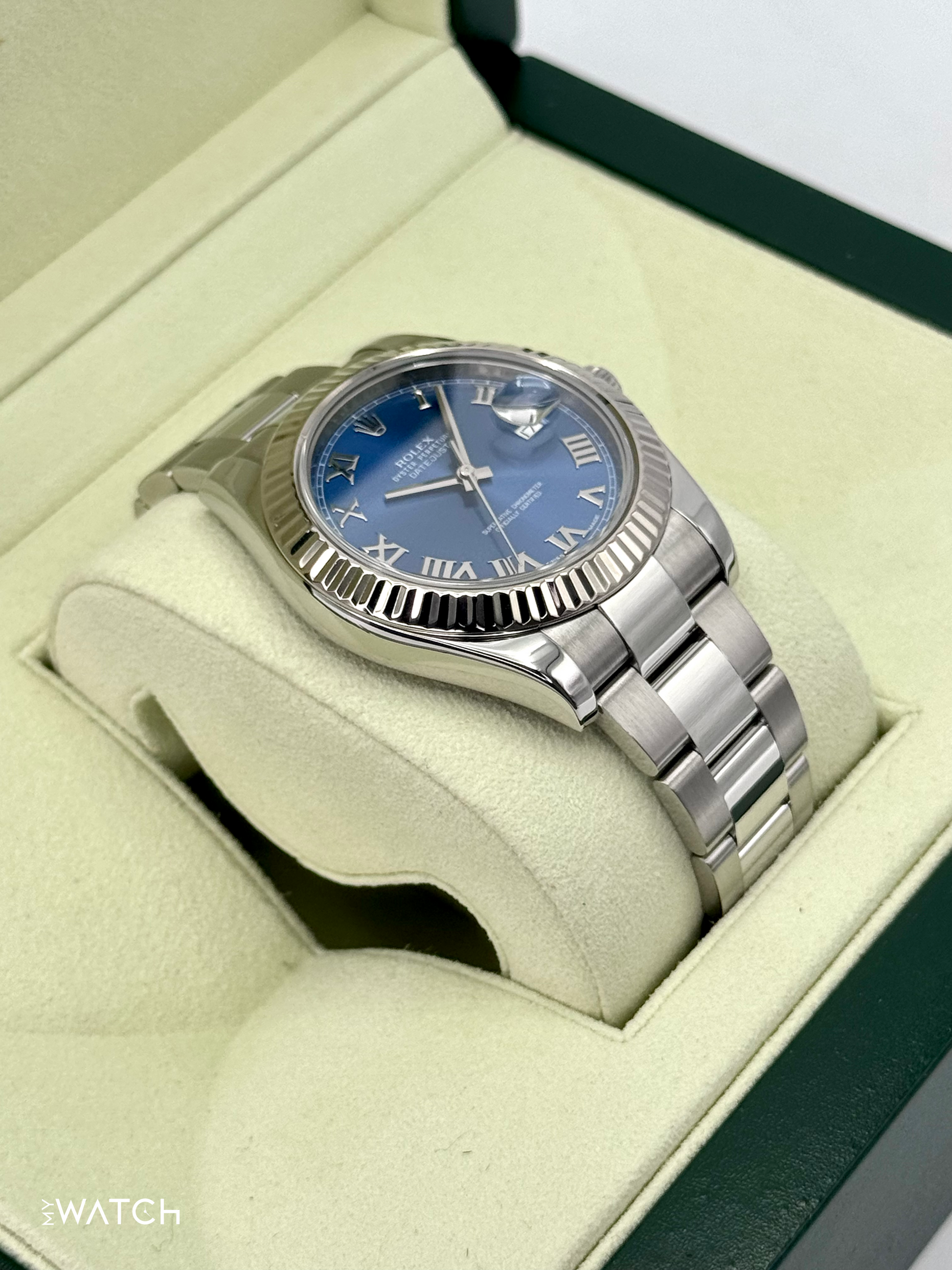 2010 Rolex Datejust II 41mm 116334 Stainless Steel Oyster Blue Dial - MyWatchLLC