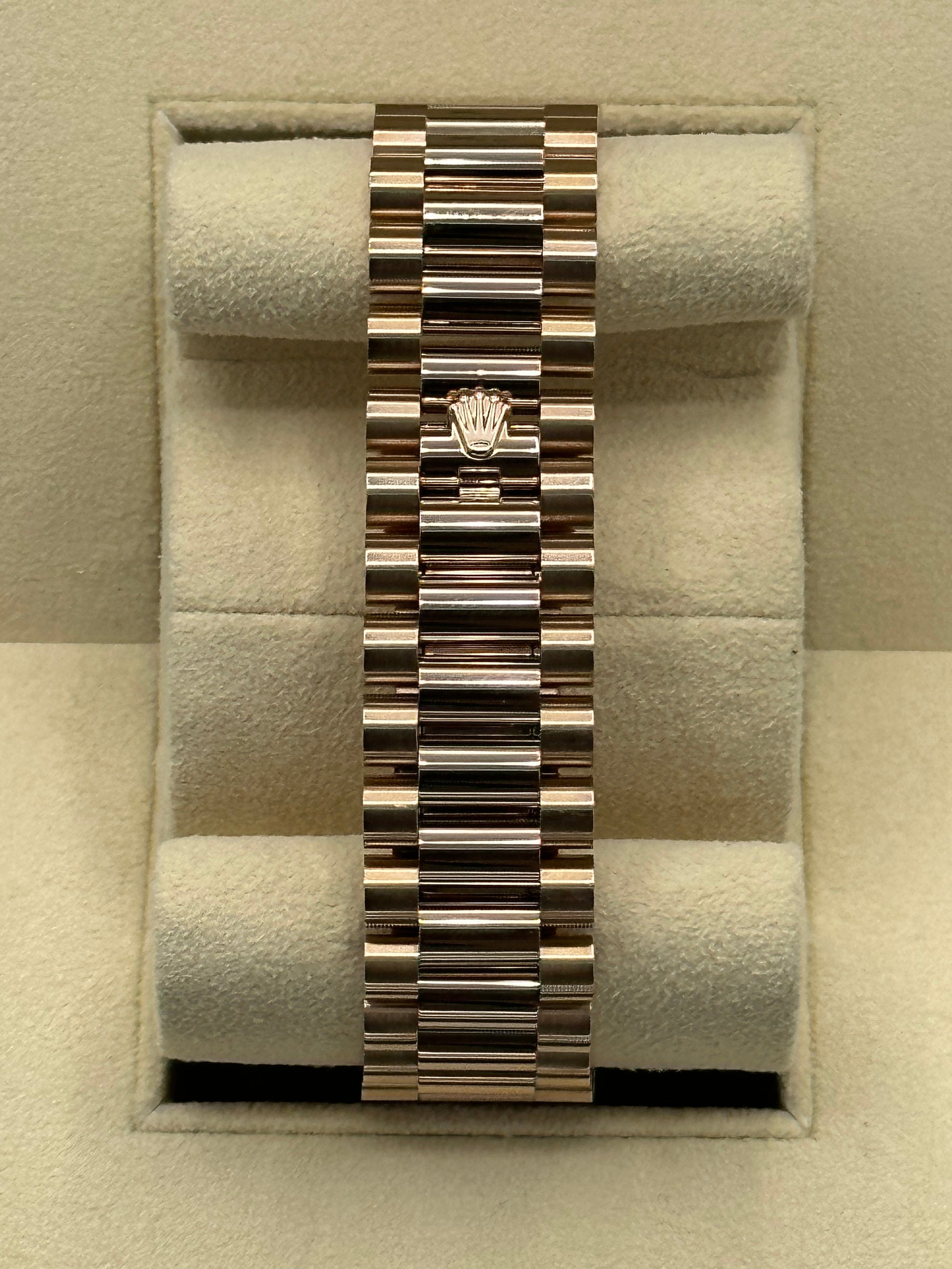 2021 Rolex Day-Date 40mm 228235 Rose Gold Sundust Roman Numeral Dial - MyWatchLLC