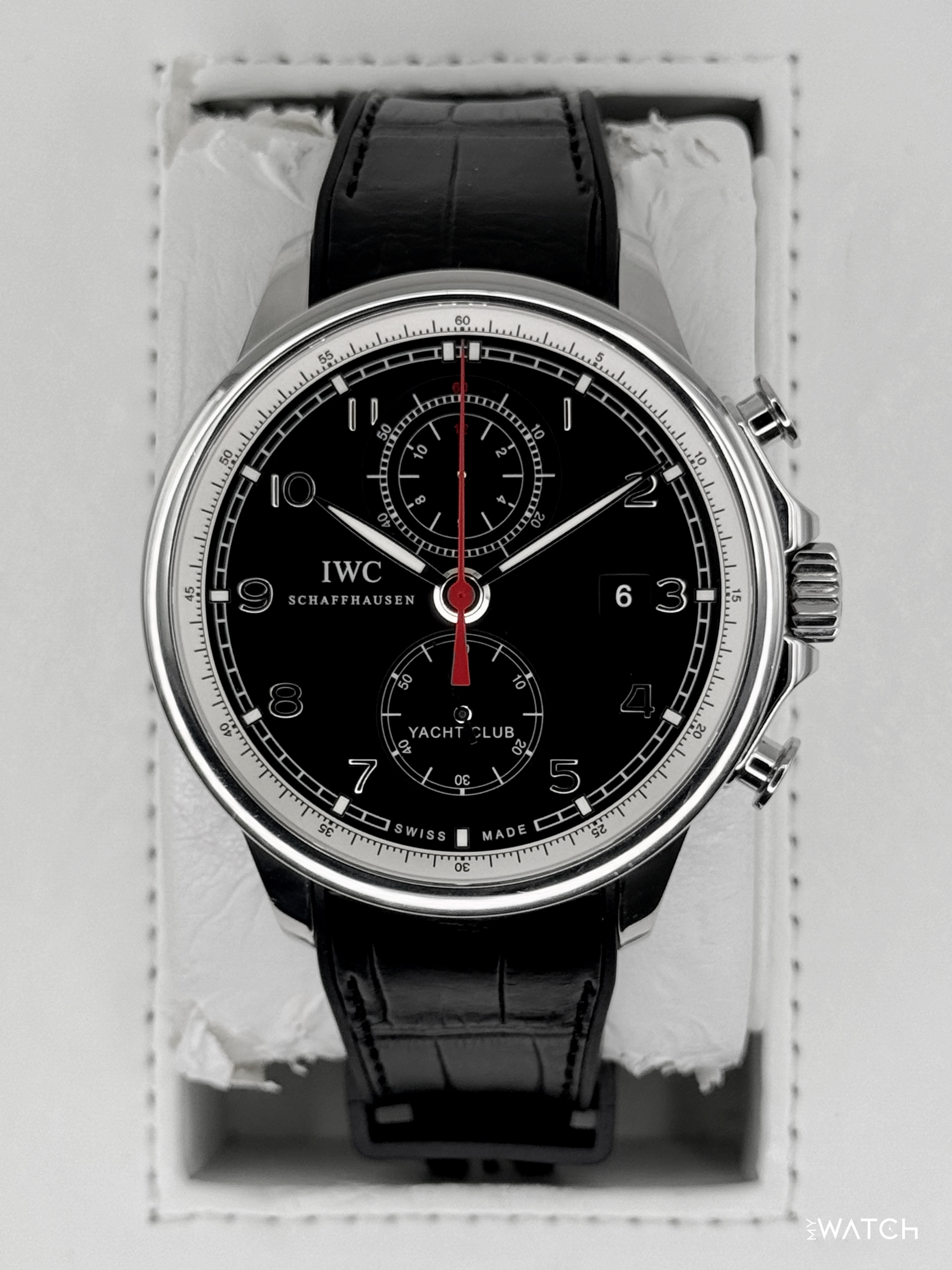 2011 IWC Portuguese Chronograph 45mm IW390204 Stainless Steel Black Dial - MyWatchLLC