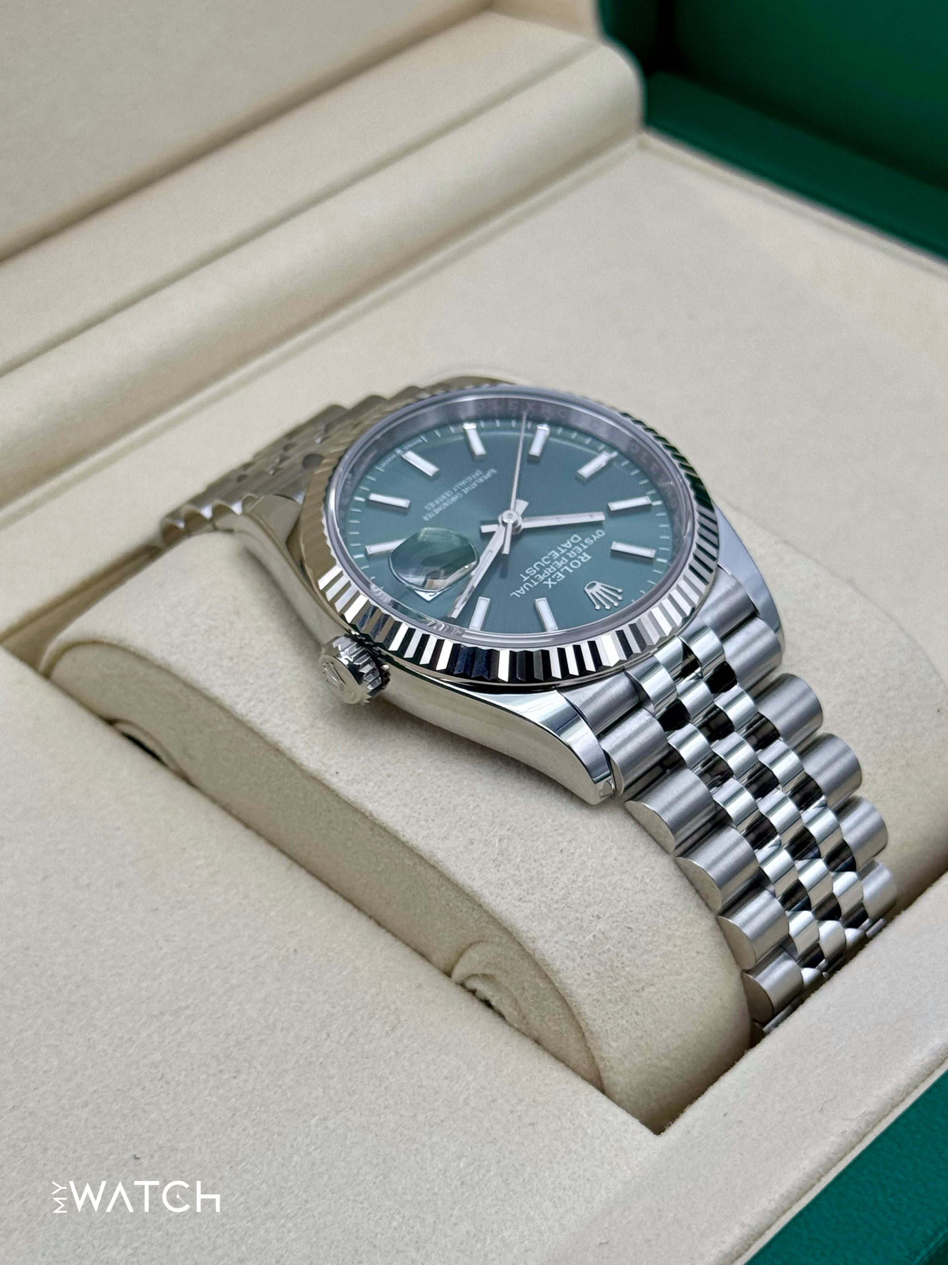 NEW 2025 Rolex Datejust 36mm 126234 Jubilee Green Dial - MyWatchLLC