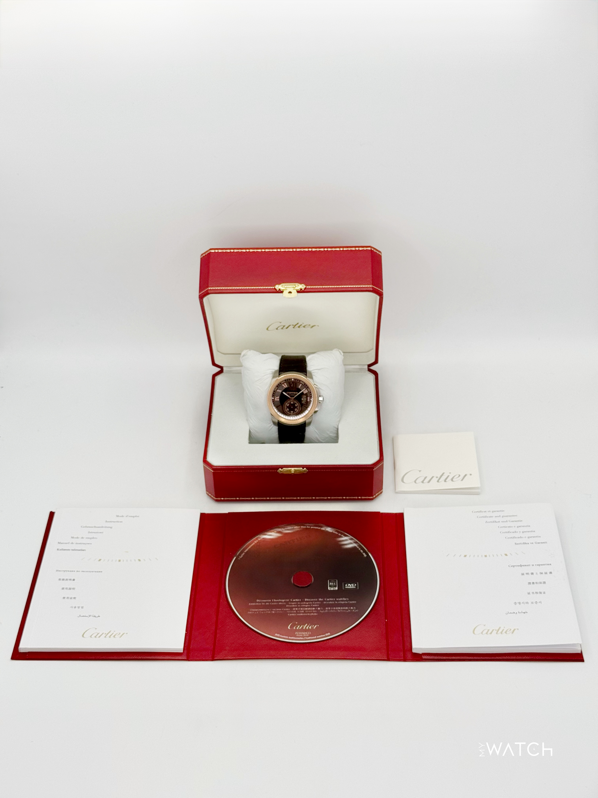 2012 Cartier Calibre De Cartier 42mm W7100051 Two-Tone Brown Dial - MyWatchLLC