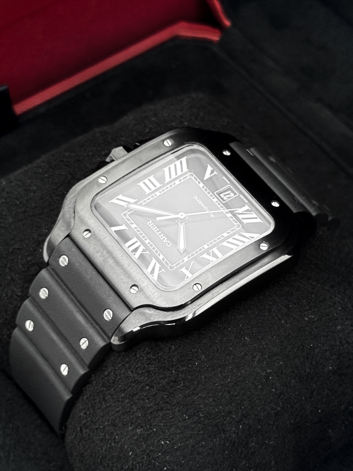 2024 Cartier Santos De Cartier 39.8mm WSSA0039 Black Steel Black Dial - Large - MyWatchLLC