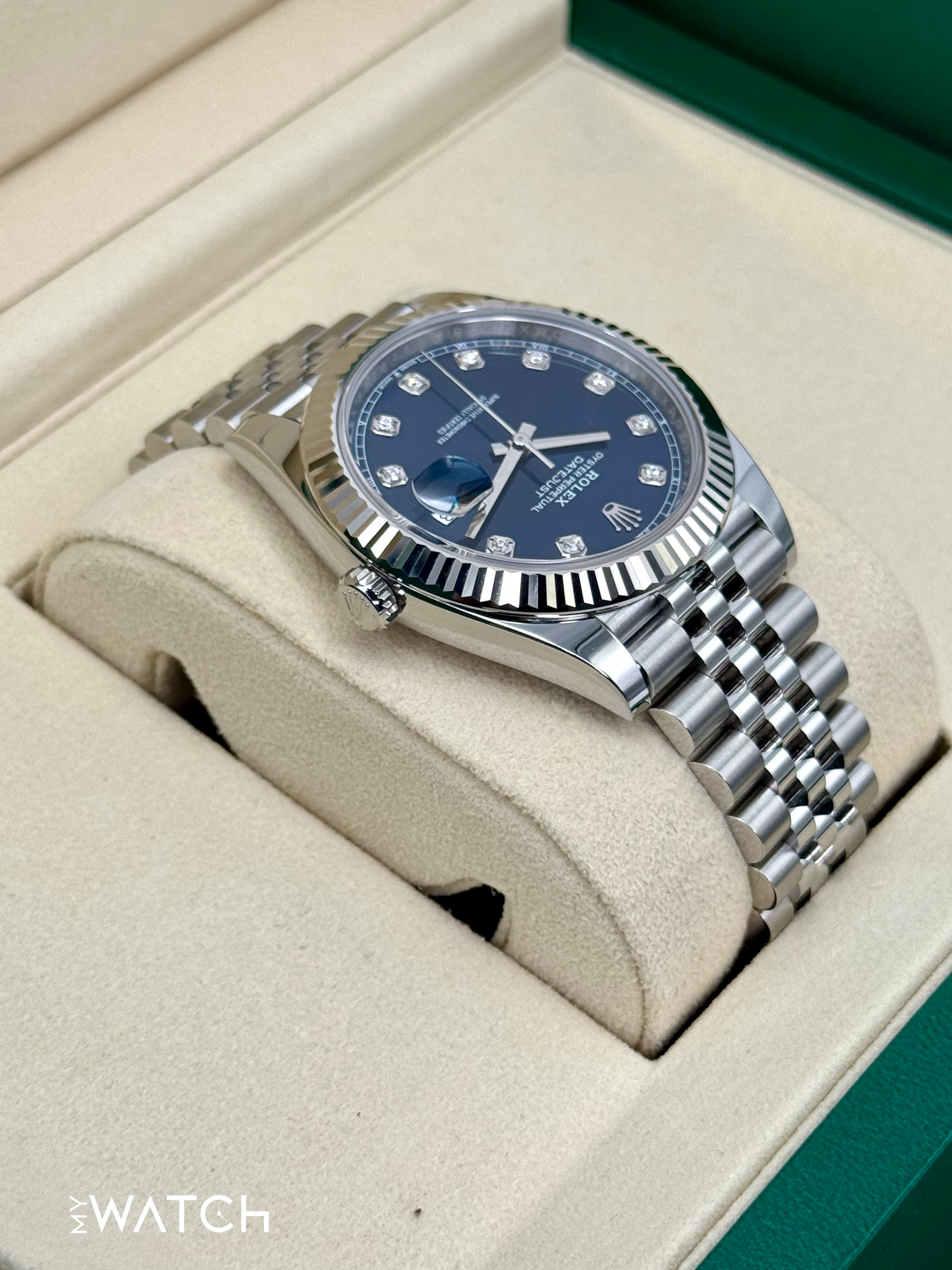 NEW 2025 Rolex Datejust 41mm 126334 Stainless Steel Jubilee Blue Diamond Dial - MyWatchLLC
