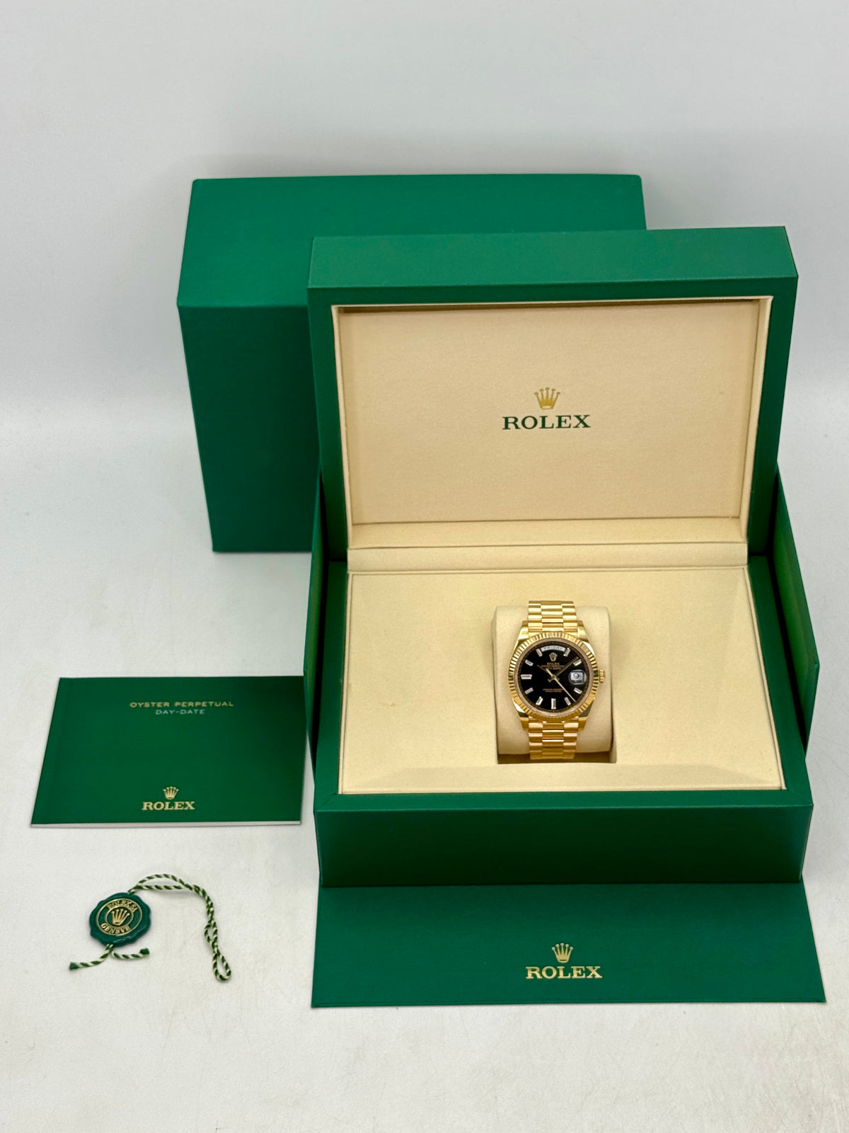 Rolex Day-Date 40mm 228238 Yellow Gold Black Diamond Dial