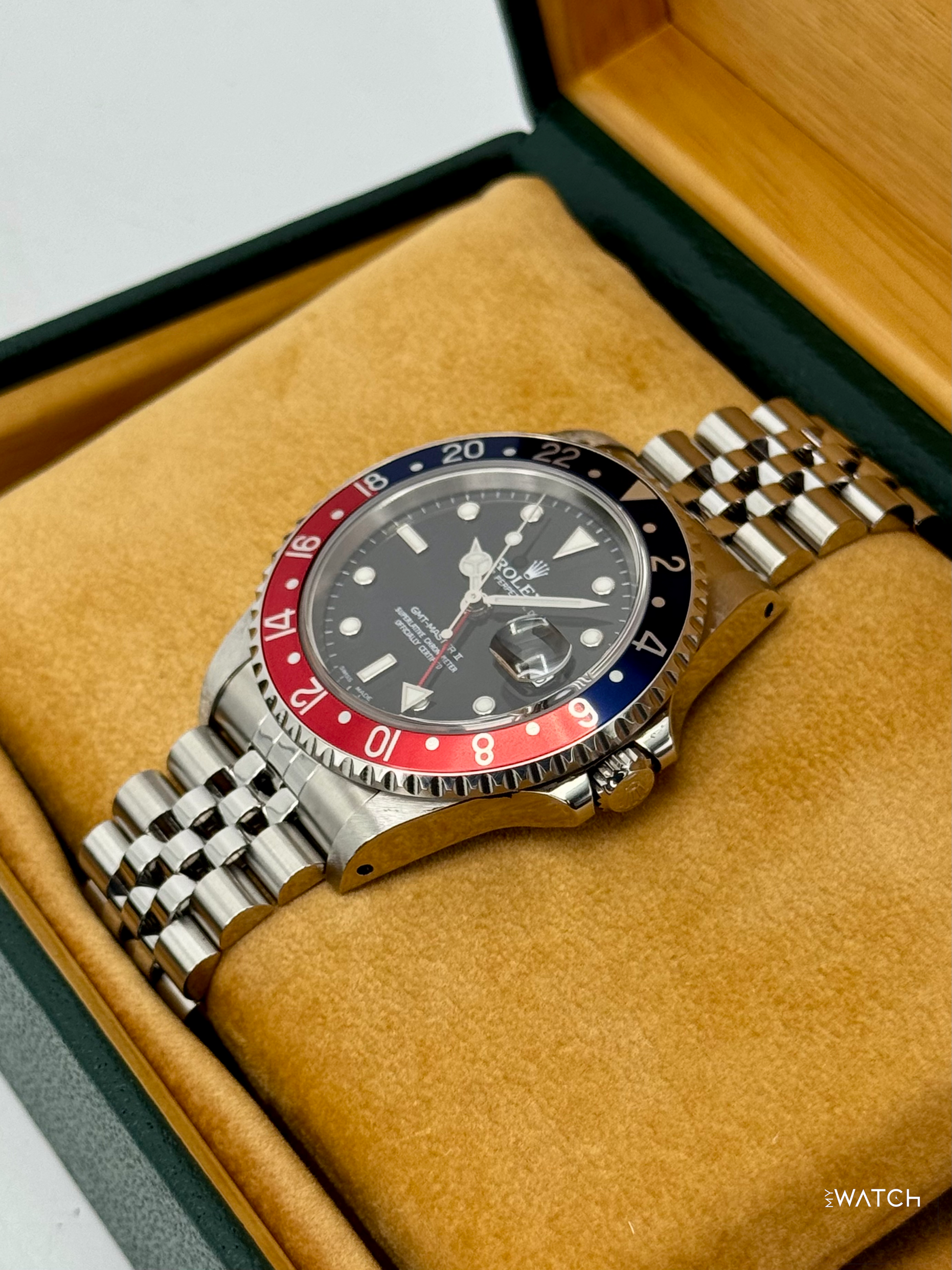 2001 Rolex GMT Master II "Pepsi" 40mm 16710 Stainless Steel "Collectors Set" - MyWatchLLC