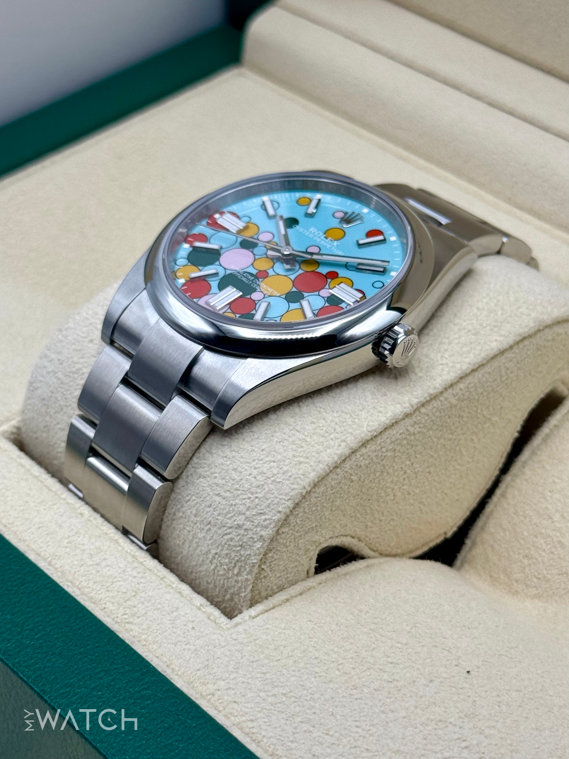 NEW 2024 Rolex Oyster Perpetual 41mm 124300 Celebration Dial - MyWatchLLC