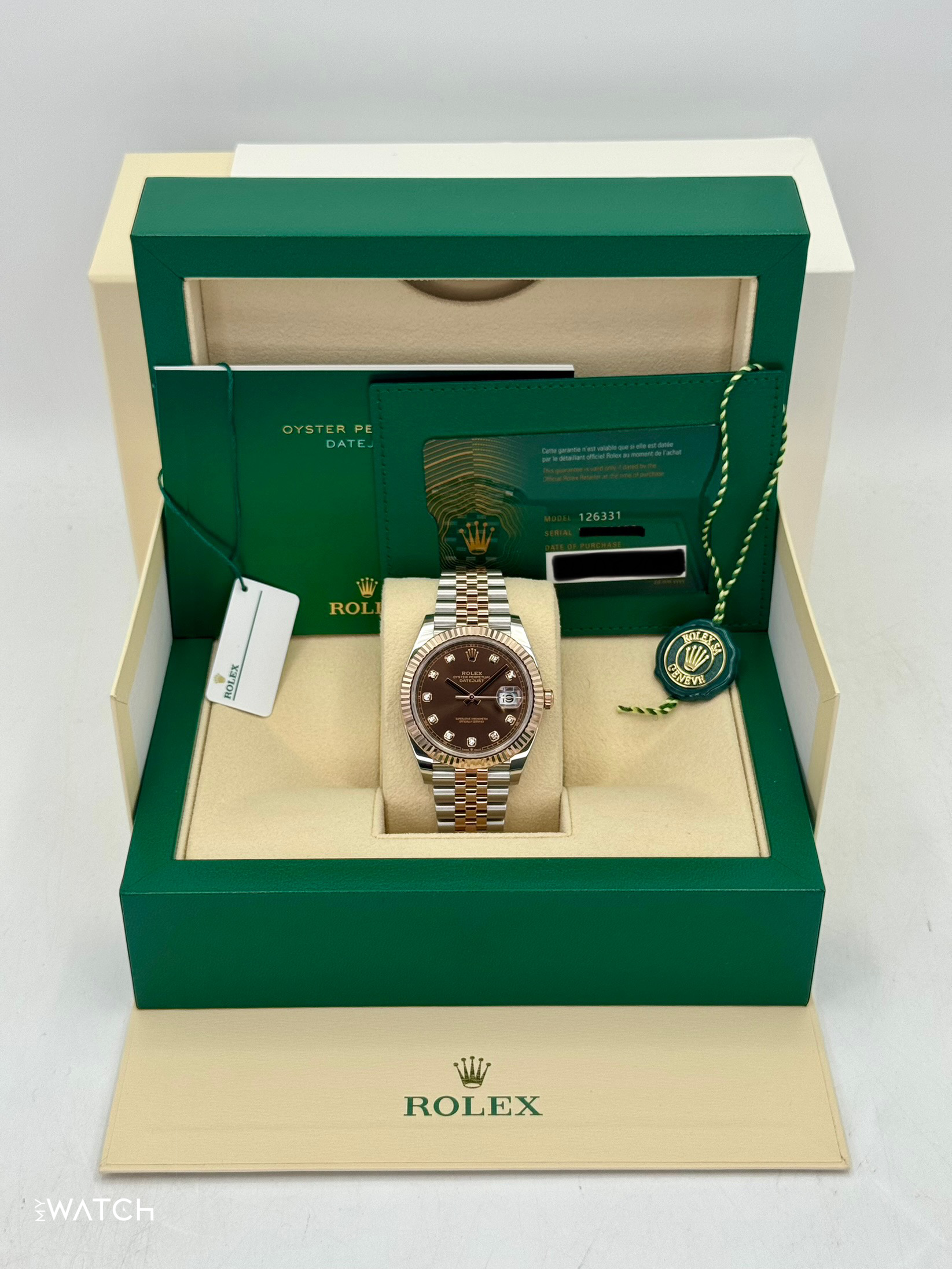 2023 Rolex Datejust 41mm 126331 Two-Tone Jubilee Chocolate Diamond Dial - MyWatchLLC