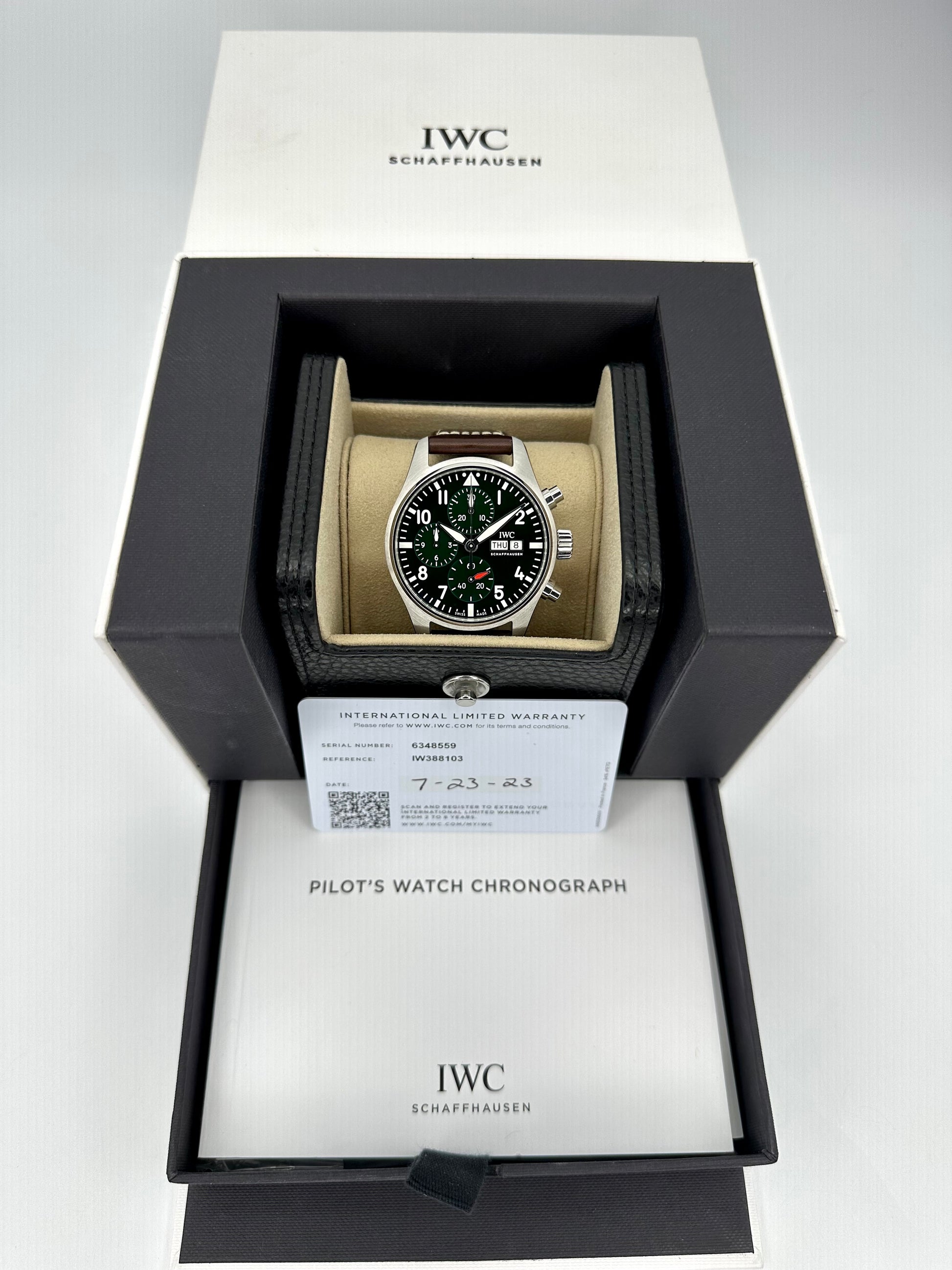 2023 IWC Pilot's Chronograph 41mm IW388103 Stainless Steel Green Dial - MyWatchLLC