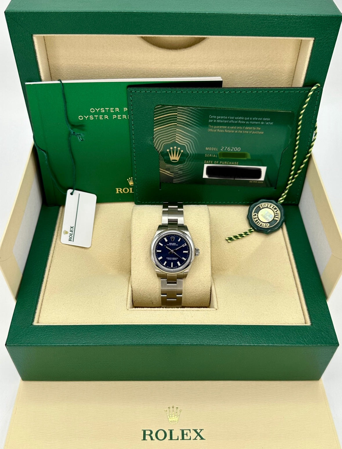 2023 Rolex Ladies Oyster Perpetual 28mm 276200 Oyster Blue Dial - MyWatchLLC