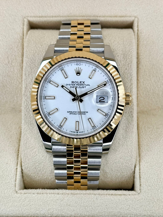 NEW 2023 Rolex Datejust 41mm 126333 Two-Tone Jubilee White Stick Dial - MyWatchLLC