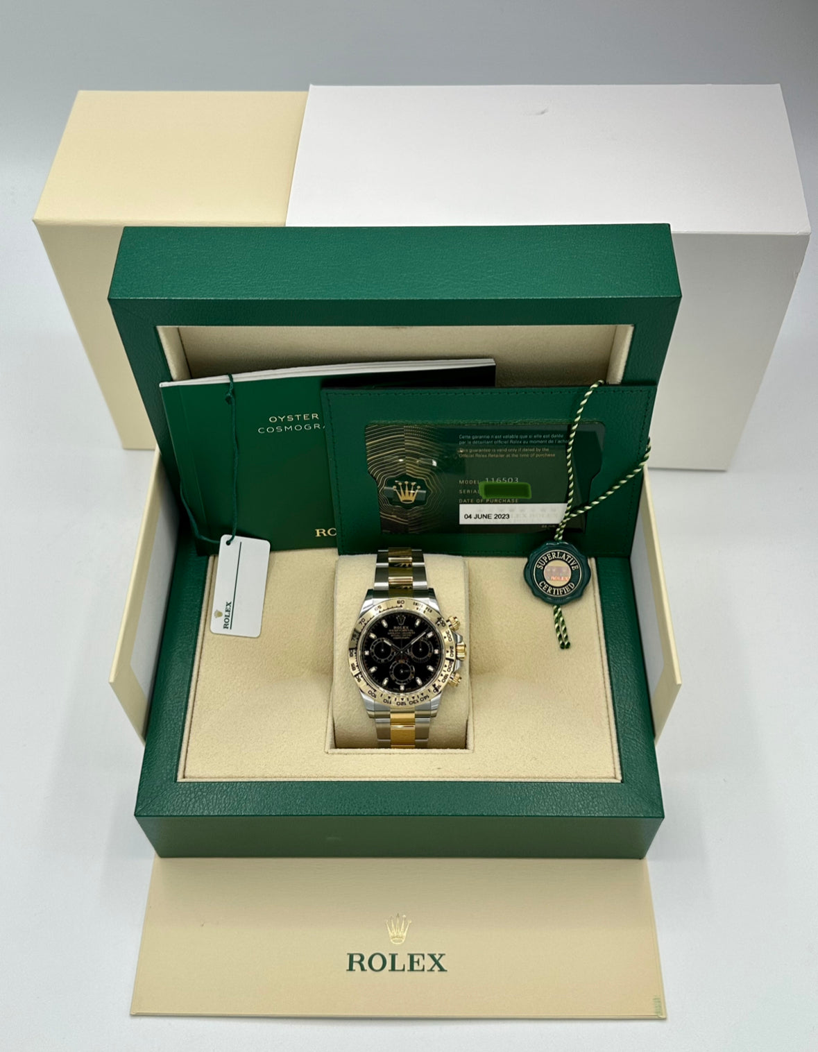 NEW 2023 Daytona 40mm 116503 Two-Tone Black Index Dial - MyWatchLLC