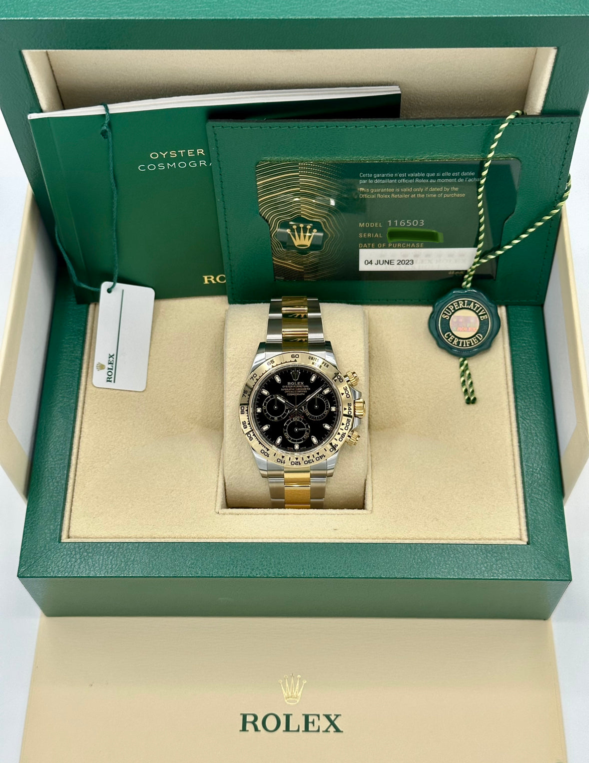 NEW 2023 Daytona 40mm 116503 Two-Tone Black Index Dial - MyWatchLLC