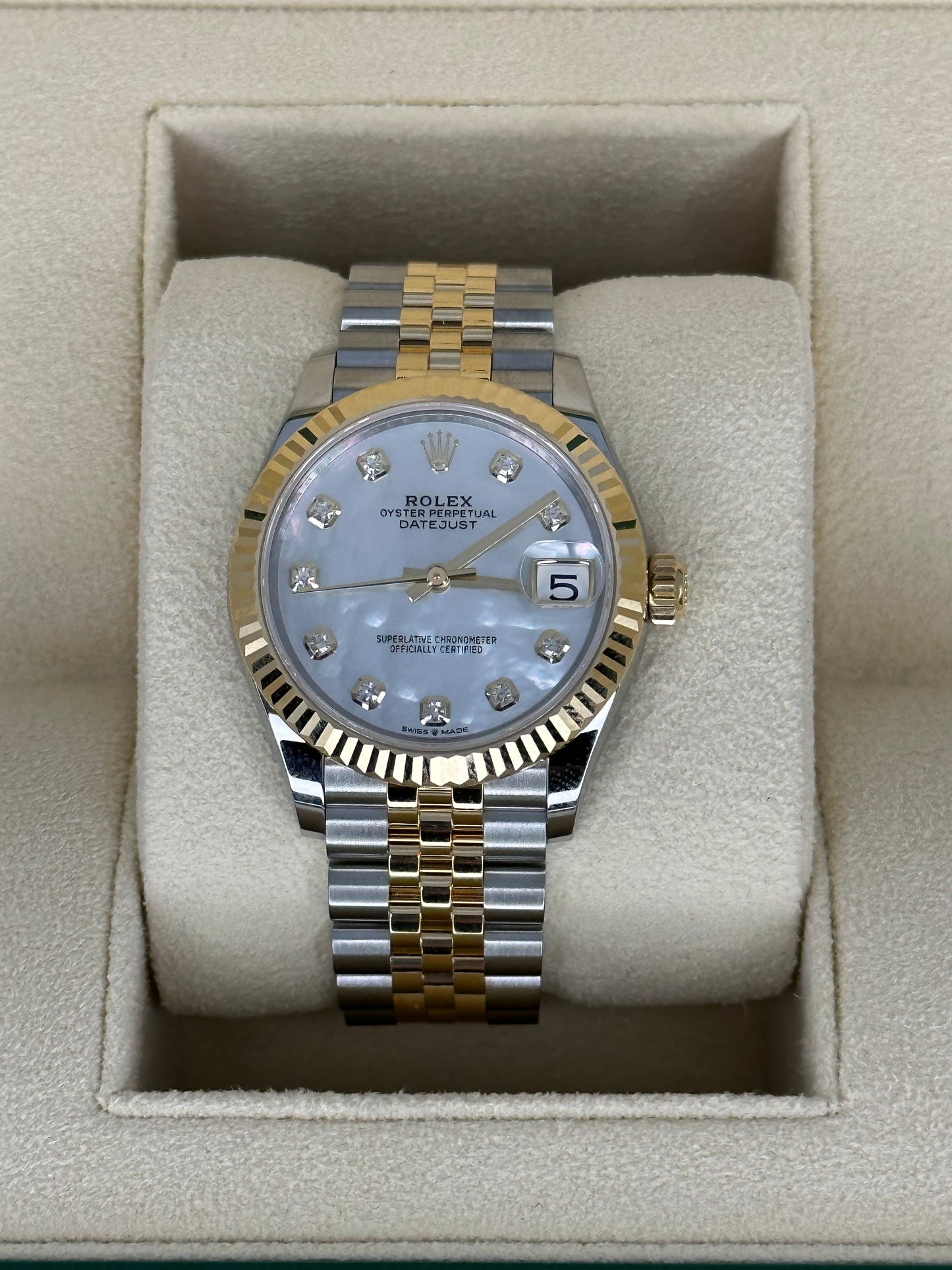 NEW 2023 Rolex Datejust 31mm 278273 Two-Tone Jubilee MOP Diamond Dial - MyWatchLLC