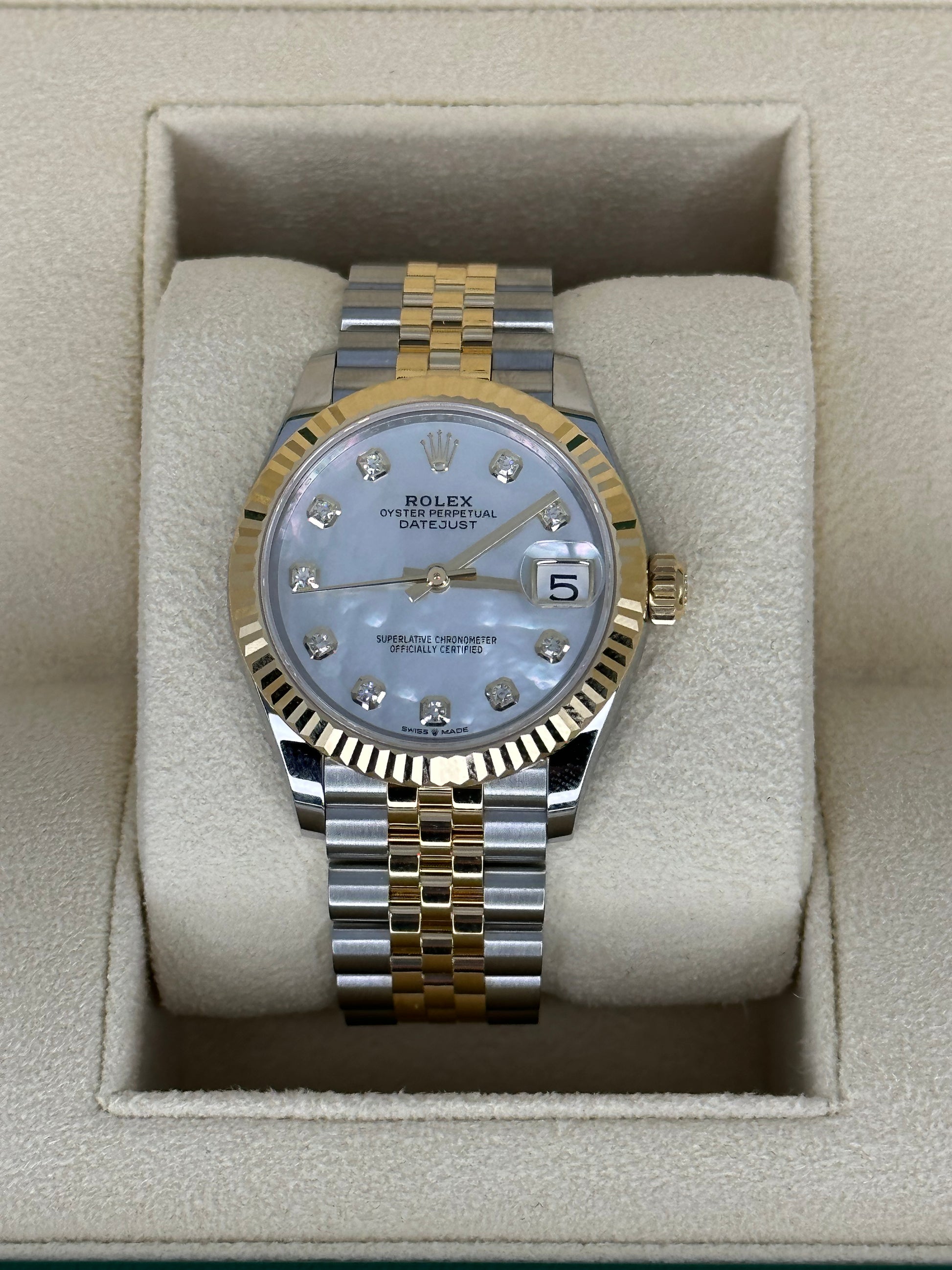 NEW 2023 Rolex Datejust 31mm 278273 Two-Tone Jubilee MOP Diamond Dial - MyWatchLLC