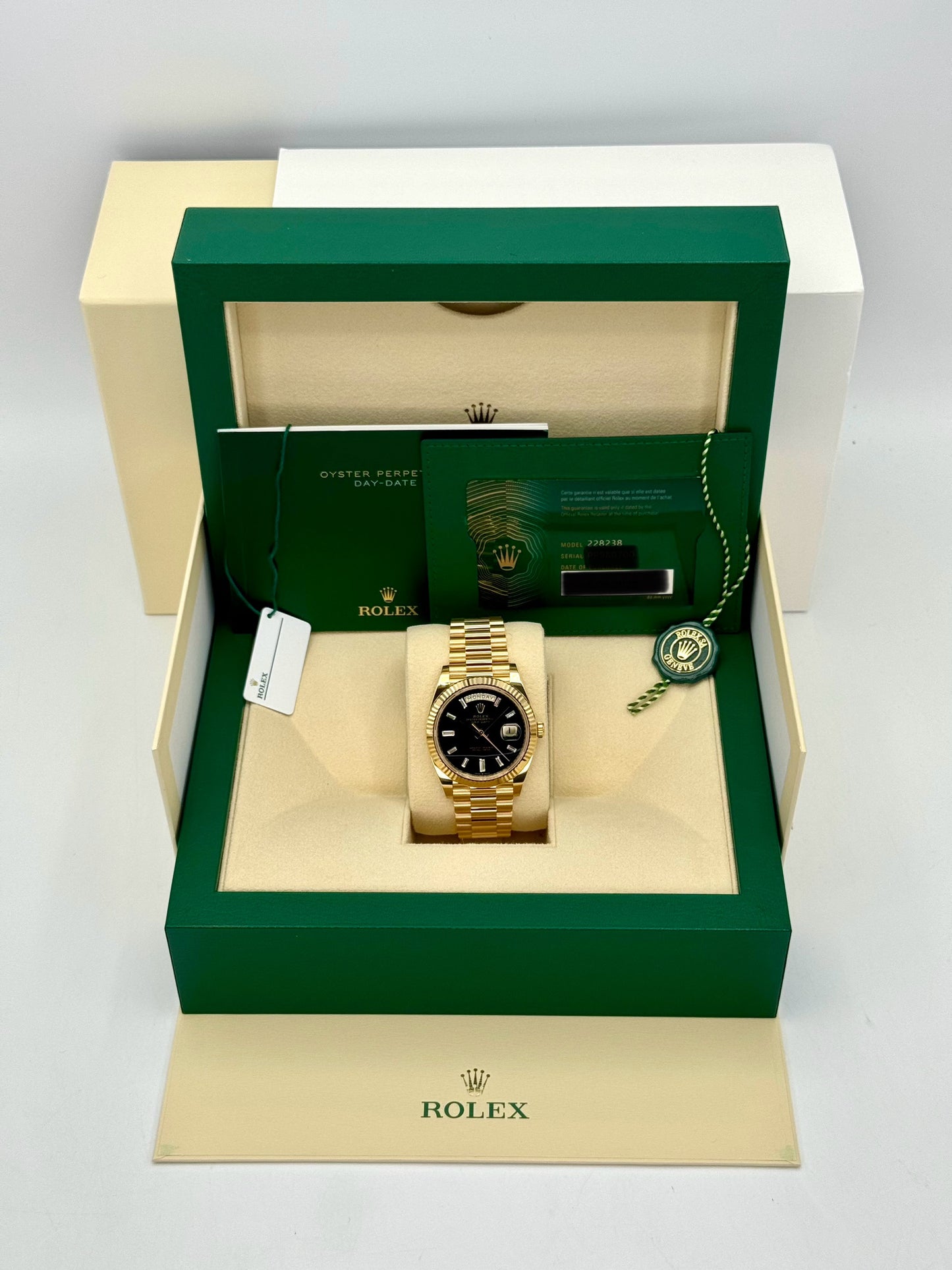 NEW Rolex Day-Date 40mm 228238 Black Onyx Diamond Dial - MyWatchLLC