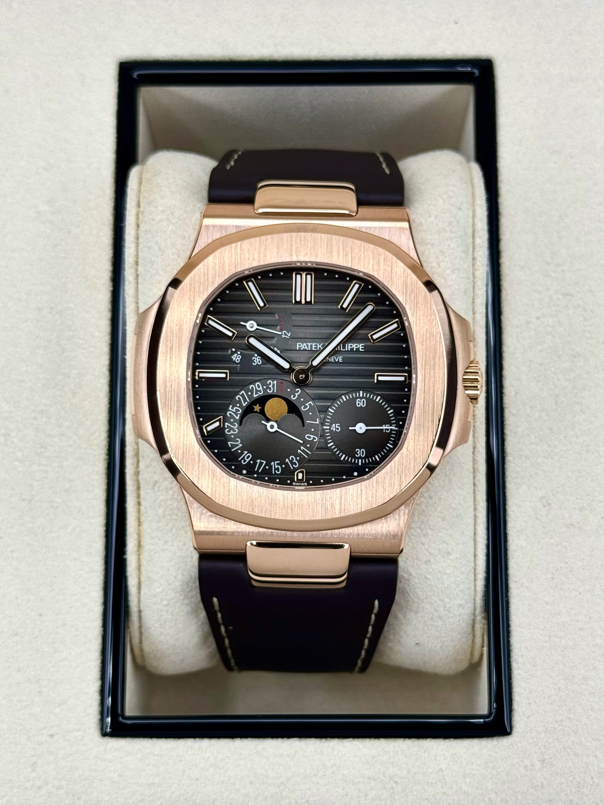 2019 Patek Philippe Nautilus 40mm 5712R Rose Gold Brown Dial - MyWatchLLC