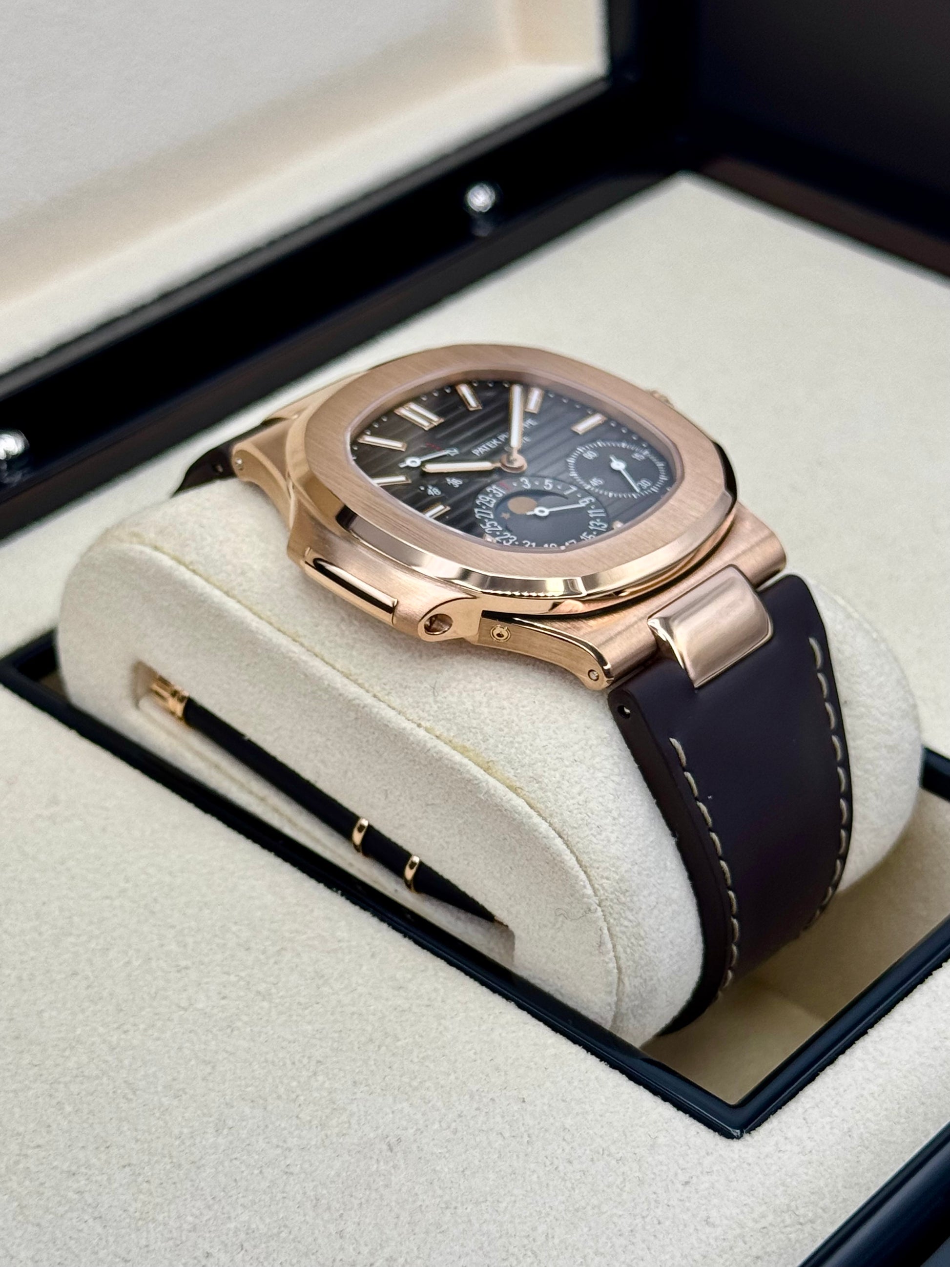 2019 Patek Philippe Nautilus 40mm 5712R Rose Gold Brown Dial - MyWatchLLC