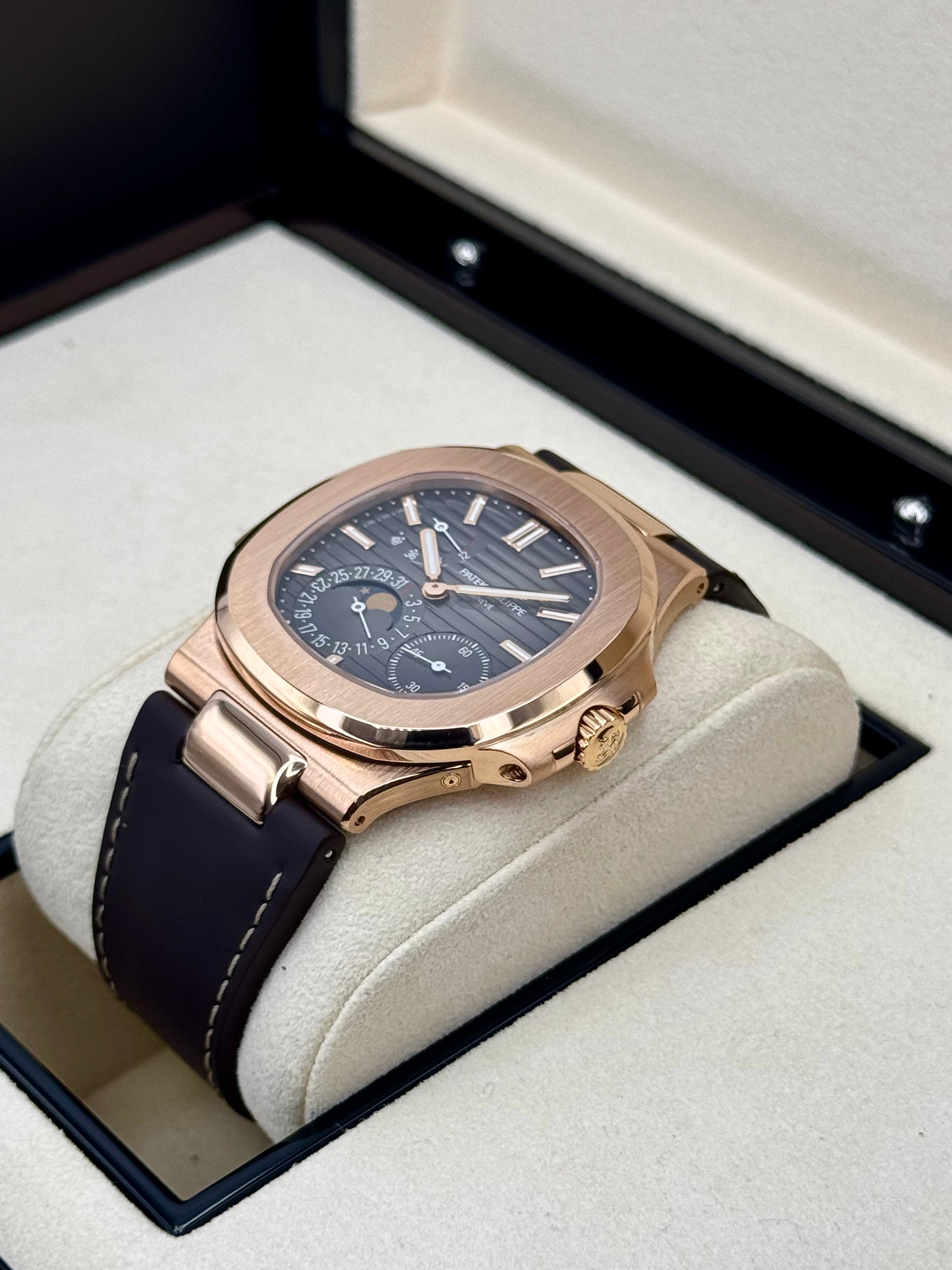 2019 Patek Philippe Nautilus 40mm 5712R Rose Gold Brown Dial - MyWatchLLC
