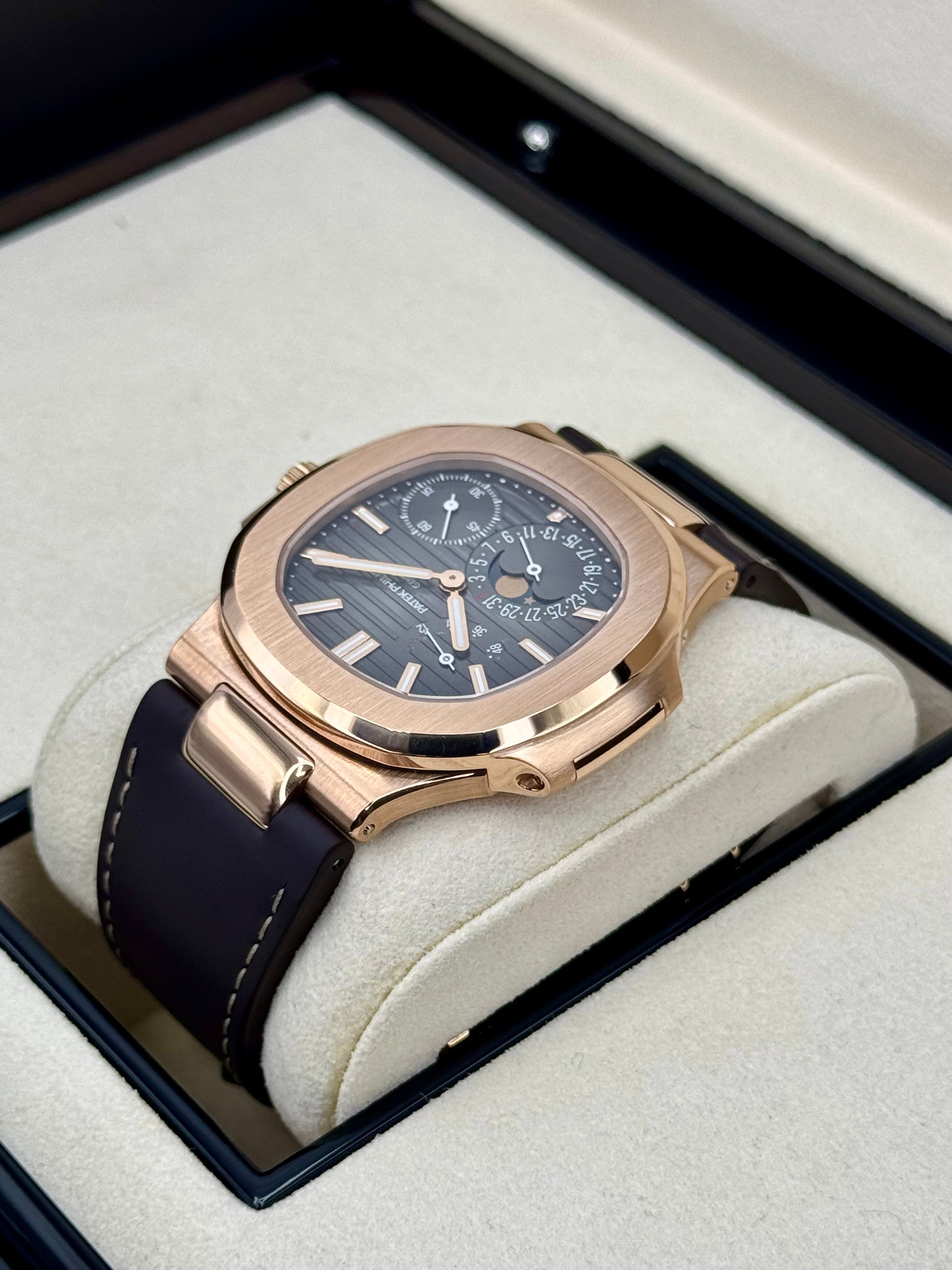 2019 Patek Philippe Nautilus 40mm 5712R Rose Gold Brown Dial - MyWatchLLC