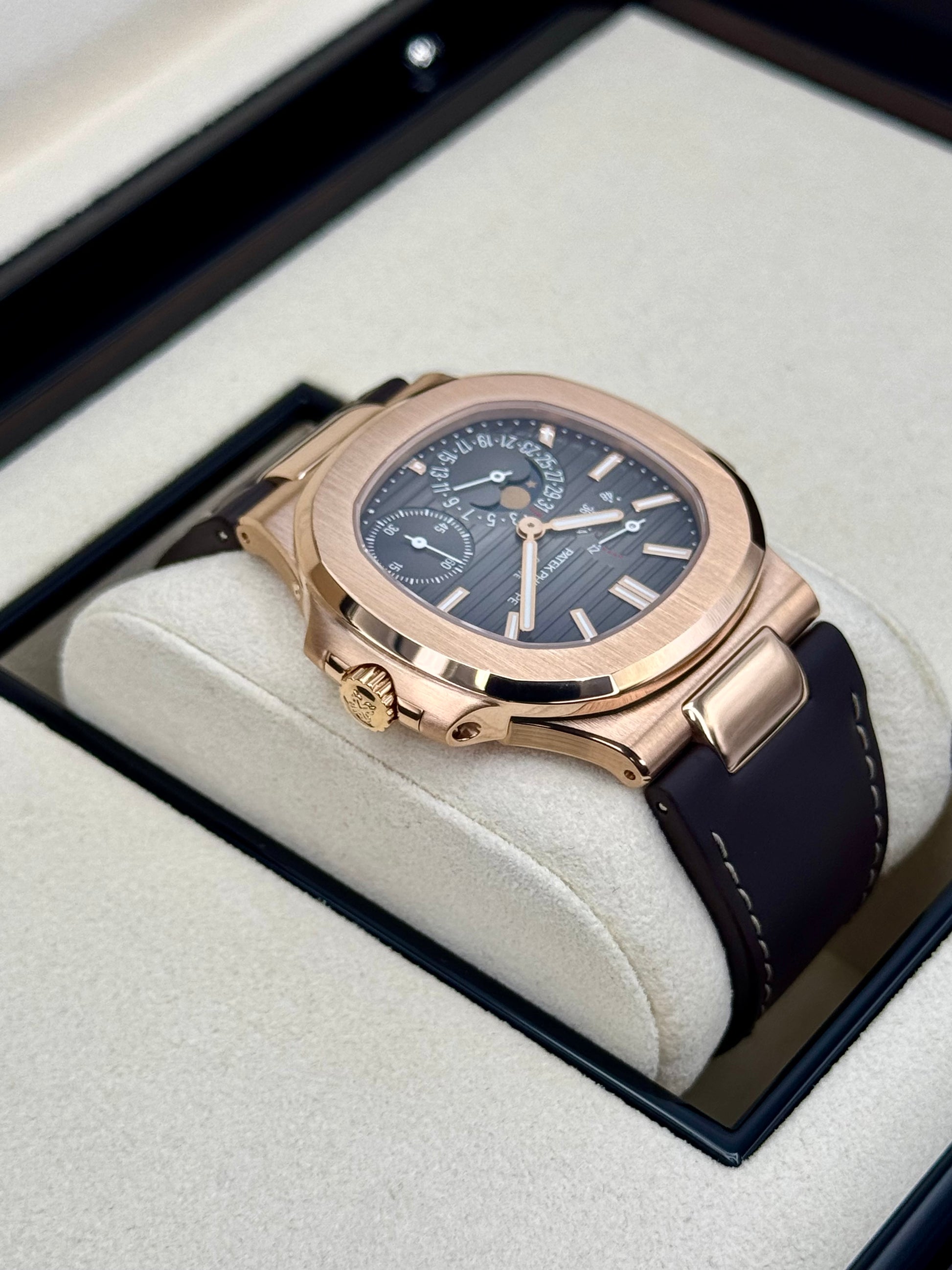 2019 Patek Philippe Nautilus 40mm 5712R Rose Gold Brown Dial - MyWatchLLC