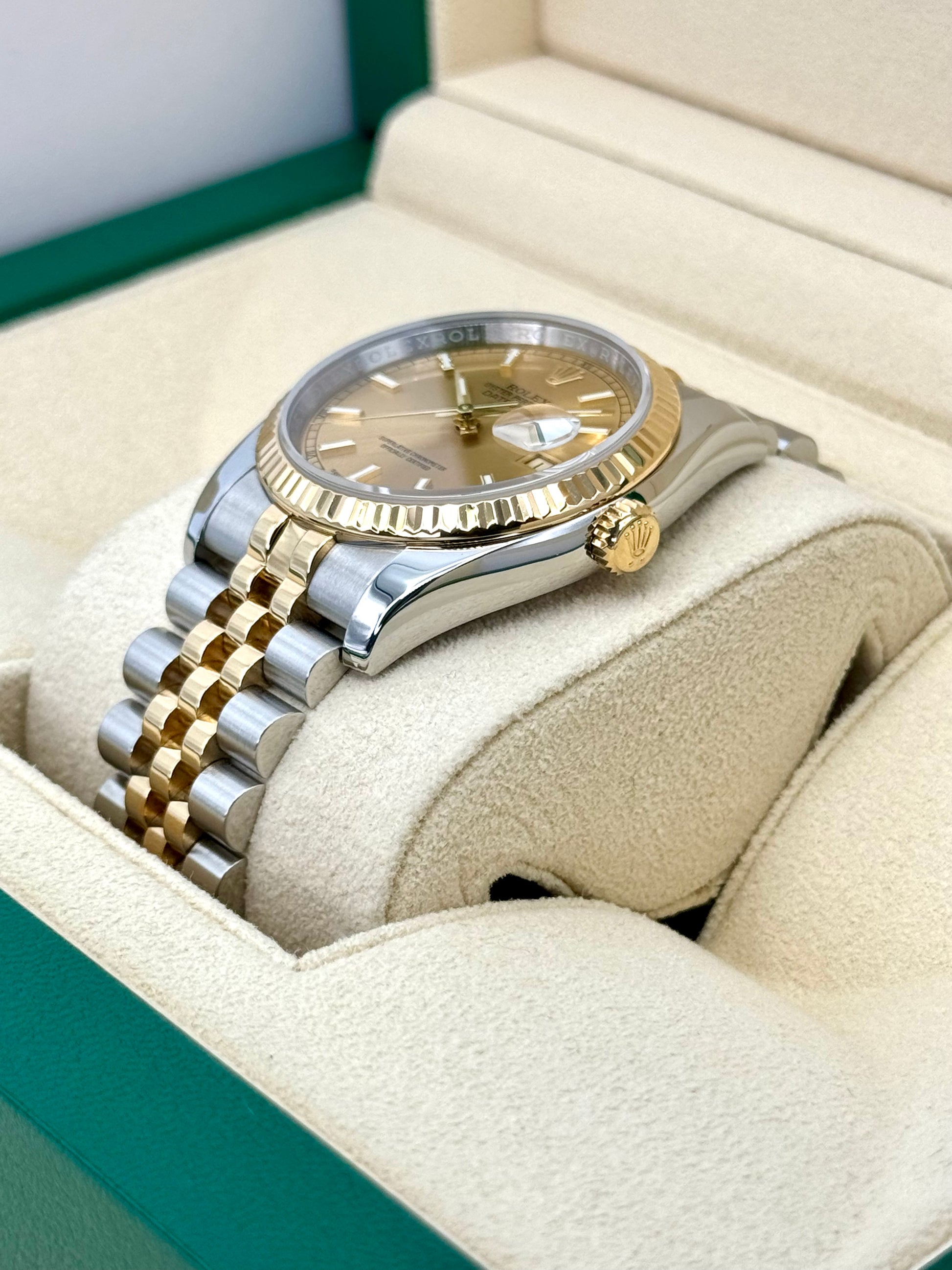 Rolex Datejust 36mm 116233 Two-Tone Jubilee Champagne Stickl Dial - MyWatchLLC