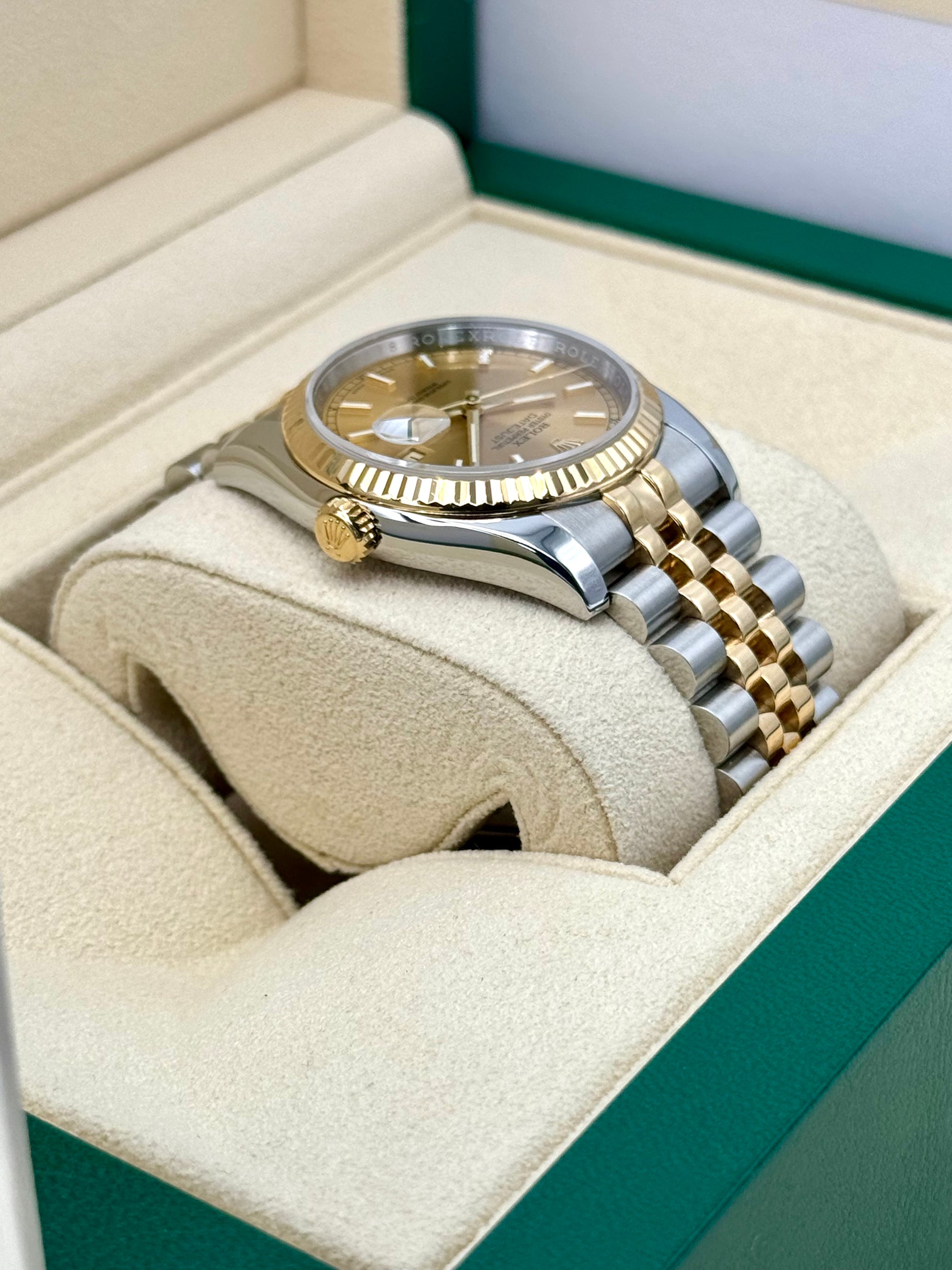 Rolex Datejust 36mm 116233 Two-Tone Jubilee Champagne Stickl Dial - MyWatchLLC