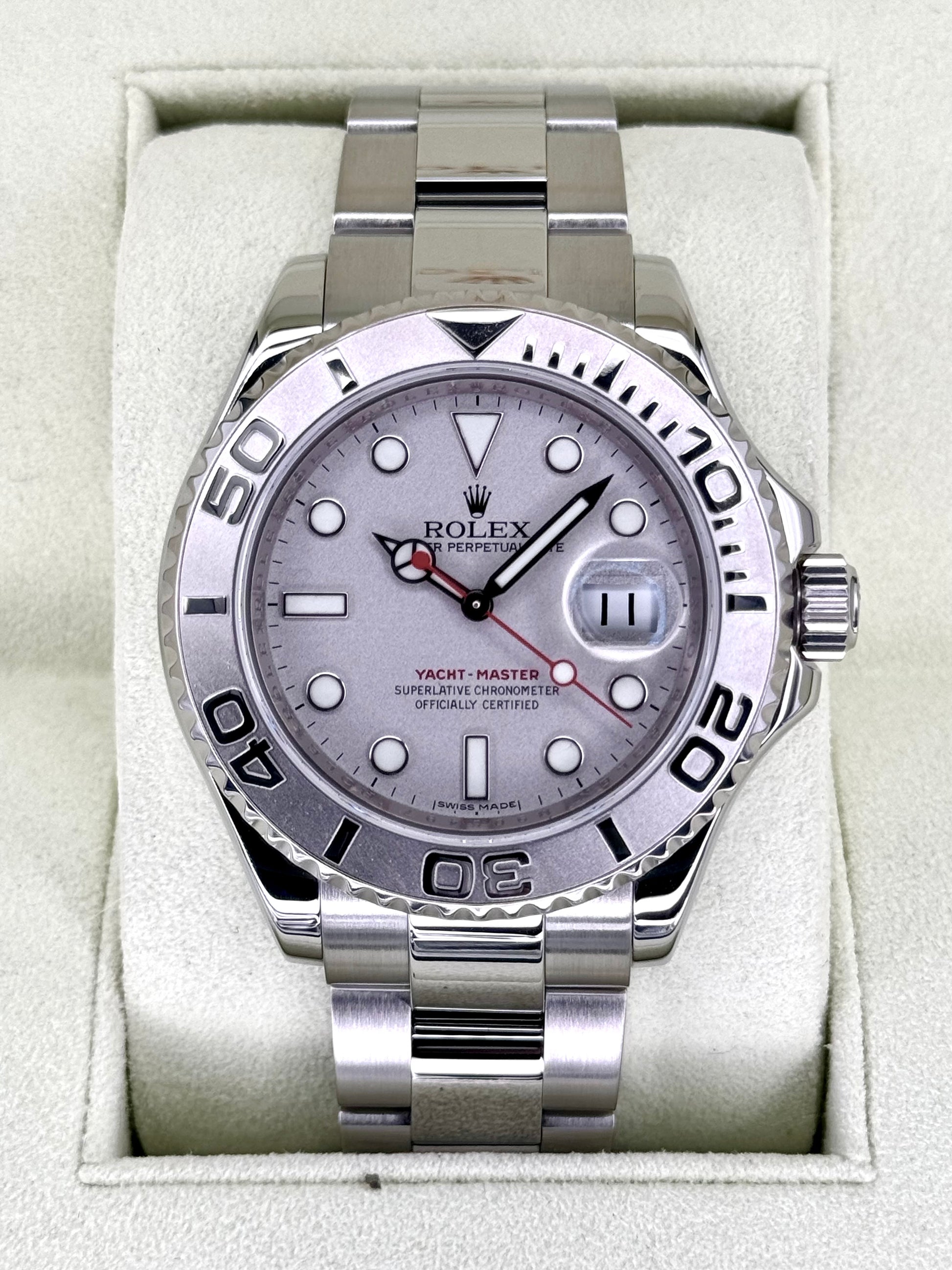 2014 Rolex Yacht-Master 40mm 16622 Platinum Bezel Silver Dial - MyWatchLLC