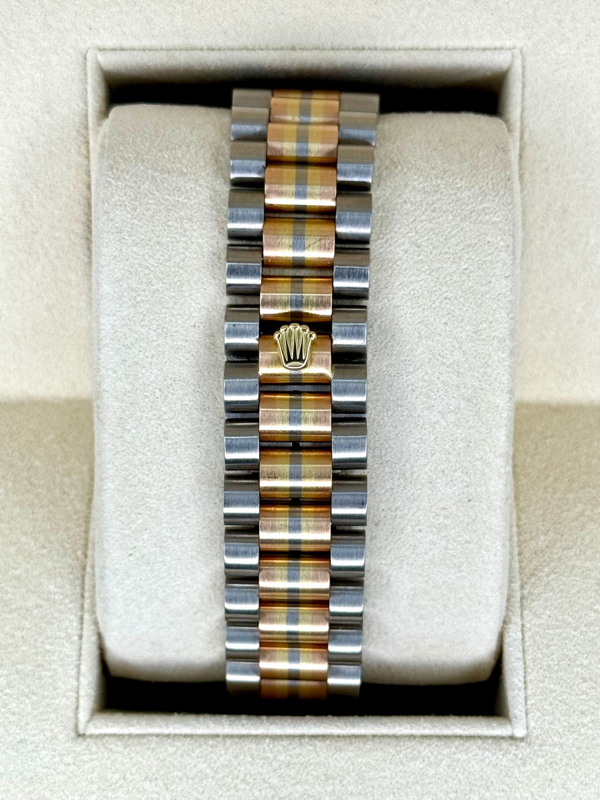 1985 Day-Date Rolex Tridor 36mm 18039B Jubilee Champagne Diamond Dial - MyWatchLLC