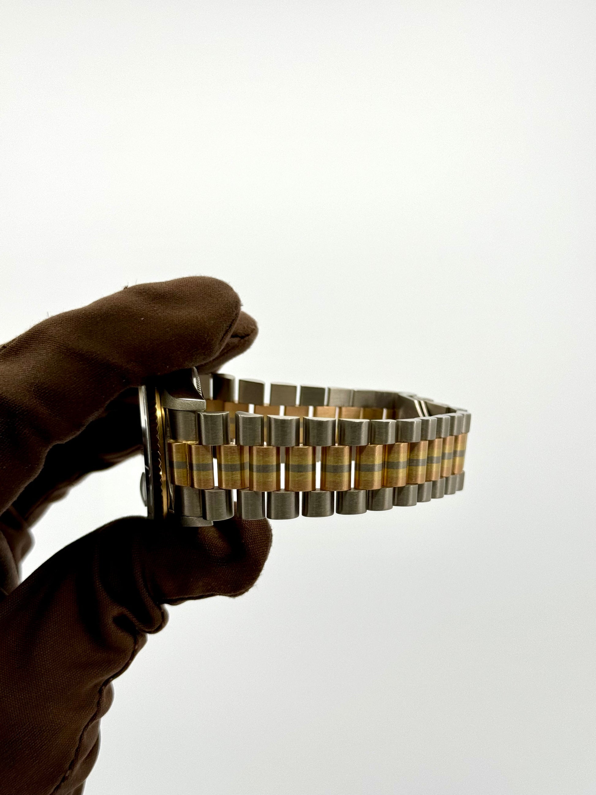 1985 Day-Date Rolex Tridor 36mm 18039B Jubilee Champagne Diamond Dial - MyWatchLLC