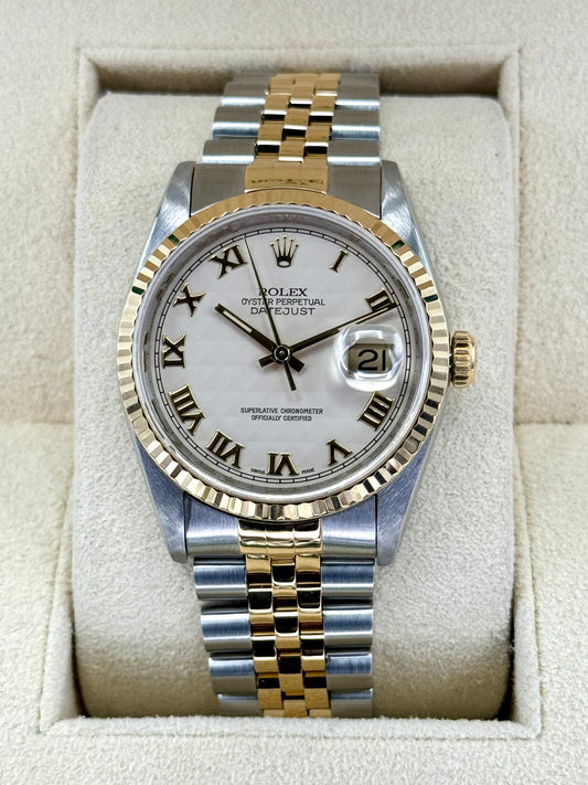 Rolex Datejust 36mm 16233 Two-Tone Jubilee Roman Numeral Pyramid Dial - MyWatchLLC