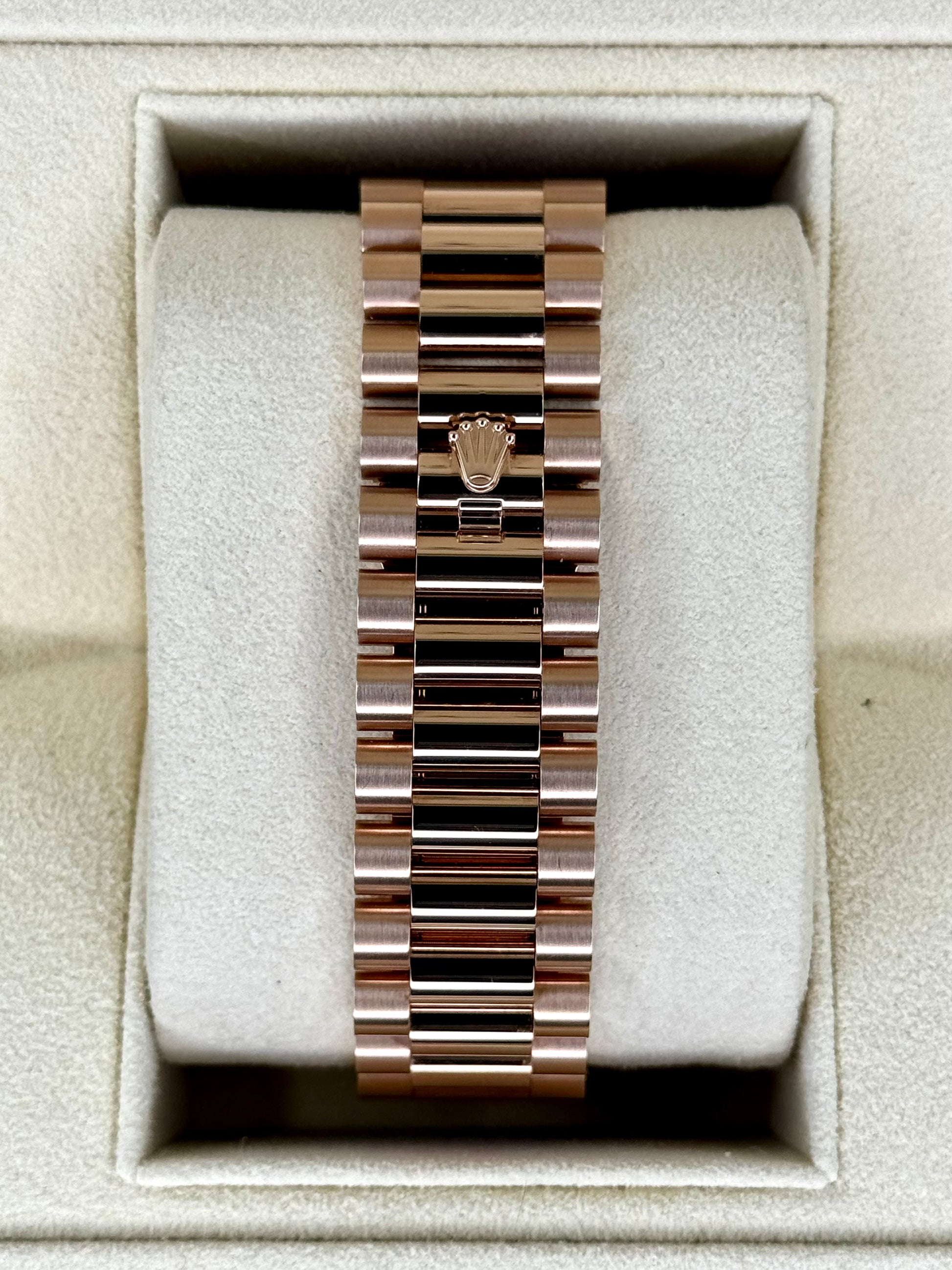 NEW Rolex Day-Date 40mm 228235 Rose Gold Chocolate Baguette Dial - MyWatchLLC