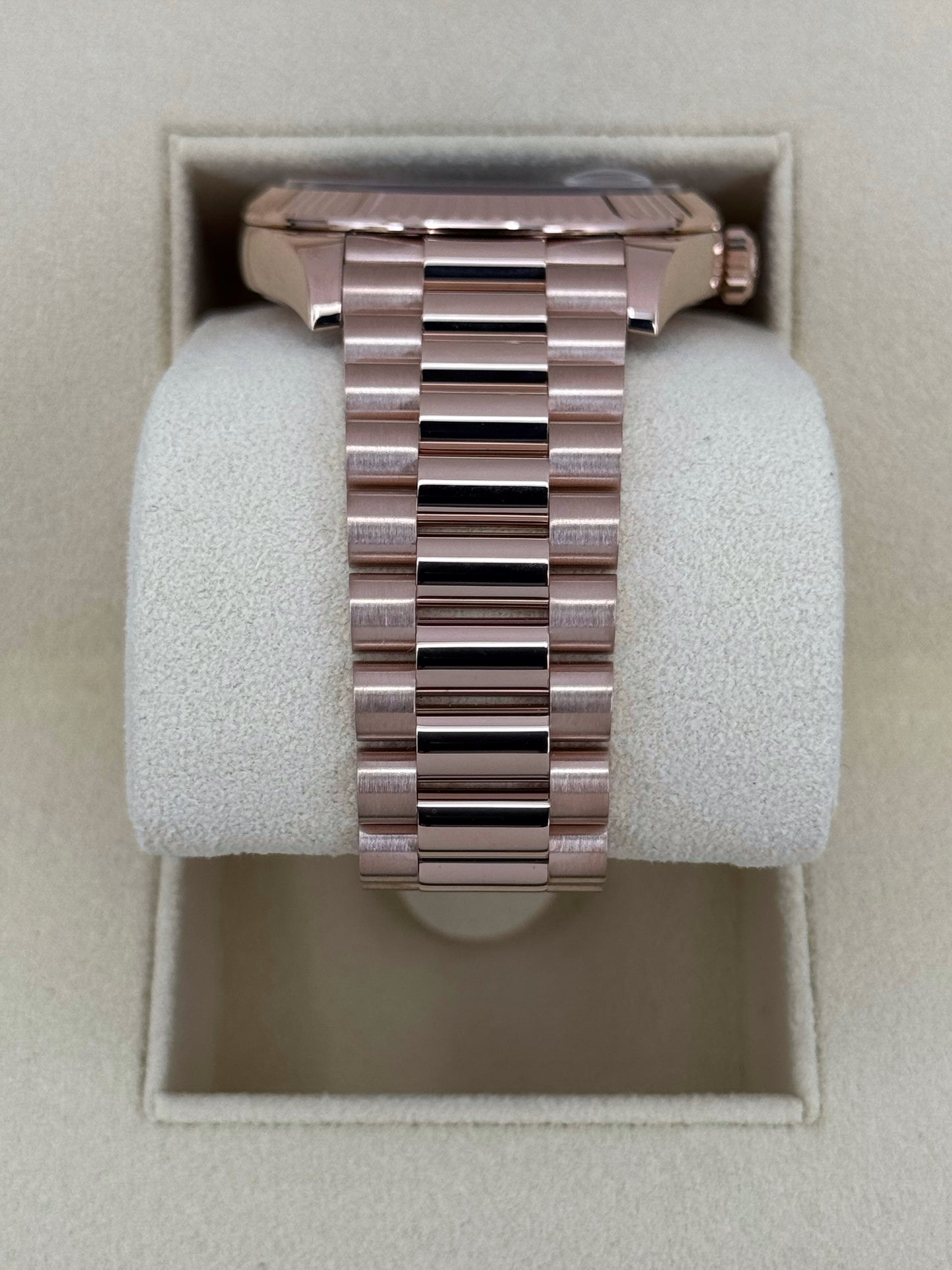 2022 Rolex Day-Date 40mm 228235 Rose Gold Olive Dial Arabic Calendar