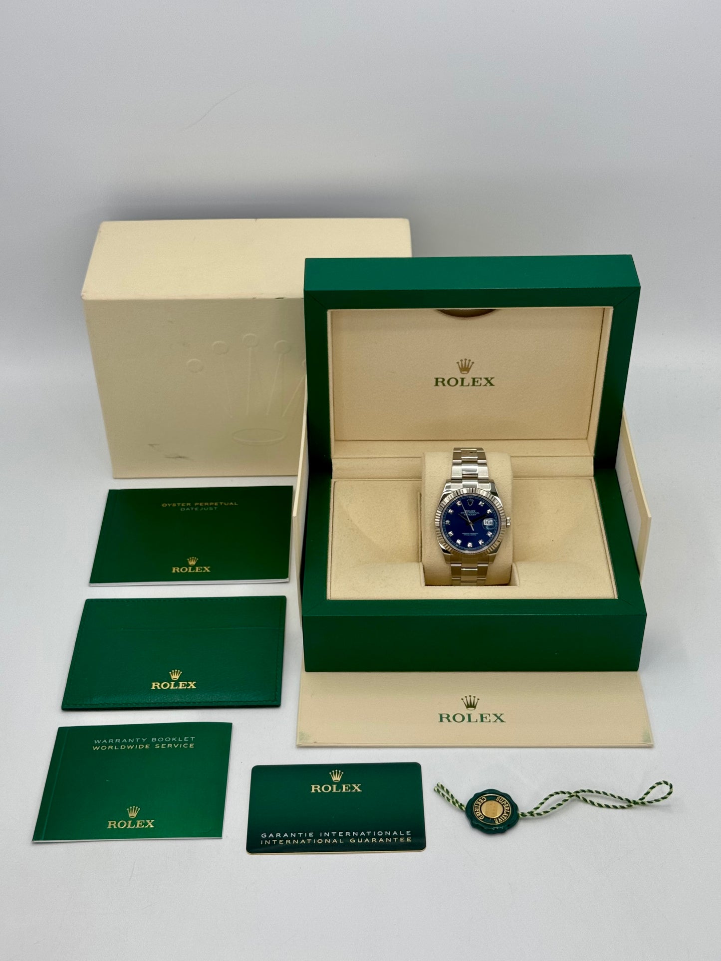 2021 Rolex Datejust 41mm 126334 Stainless Steel Oyster Blue Diamond Dial