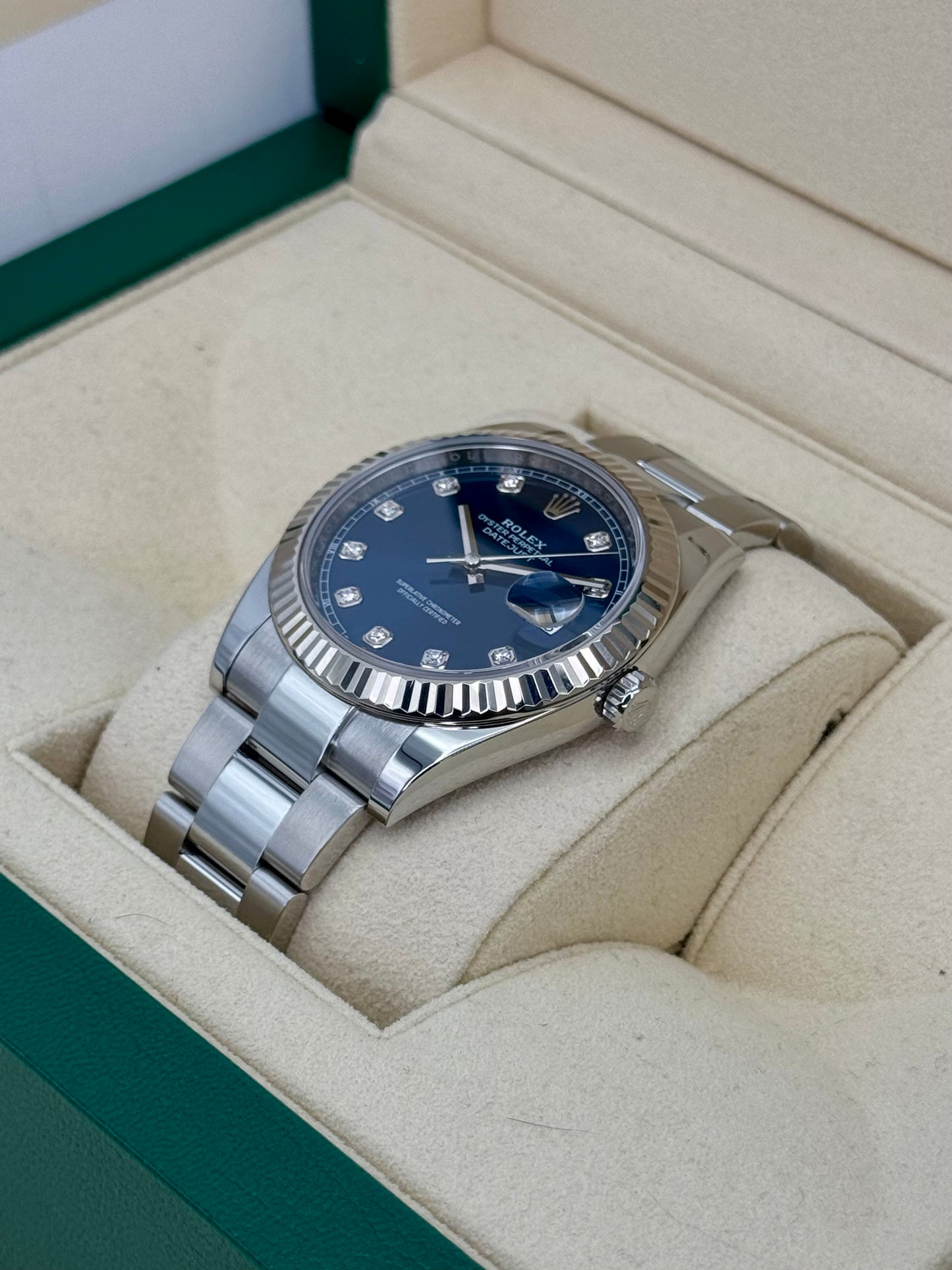 2021 Rolex Datejust 41mm 126334 Stainless Steel Oyster Blue Diamond Dial