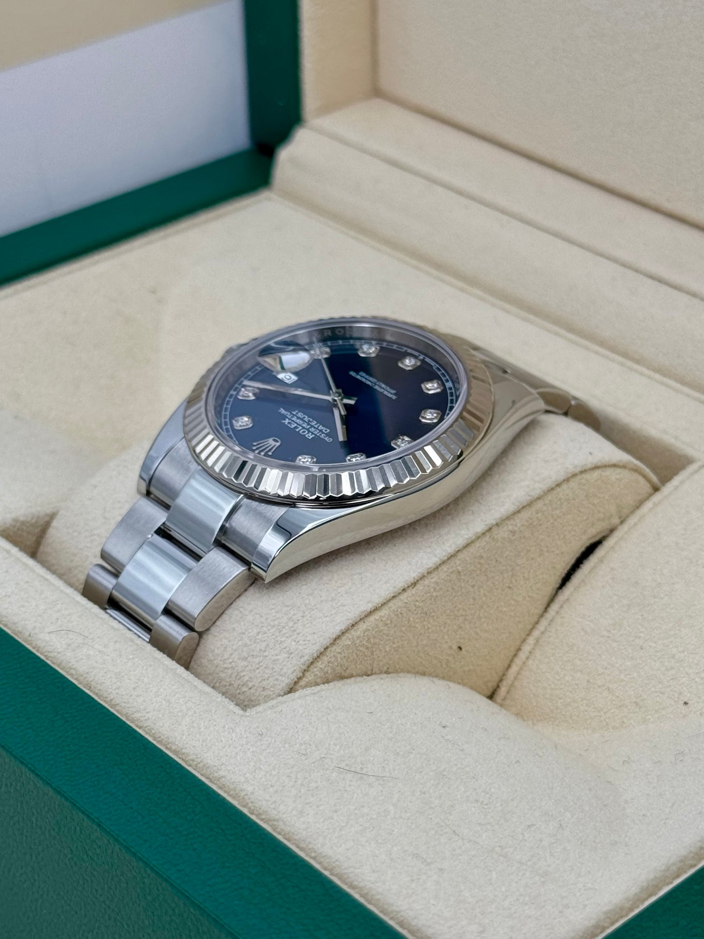 2021 Rolex Datejust 41mm 126334 Stainless Steel Oyster Blue Diamond Dial
