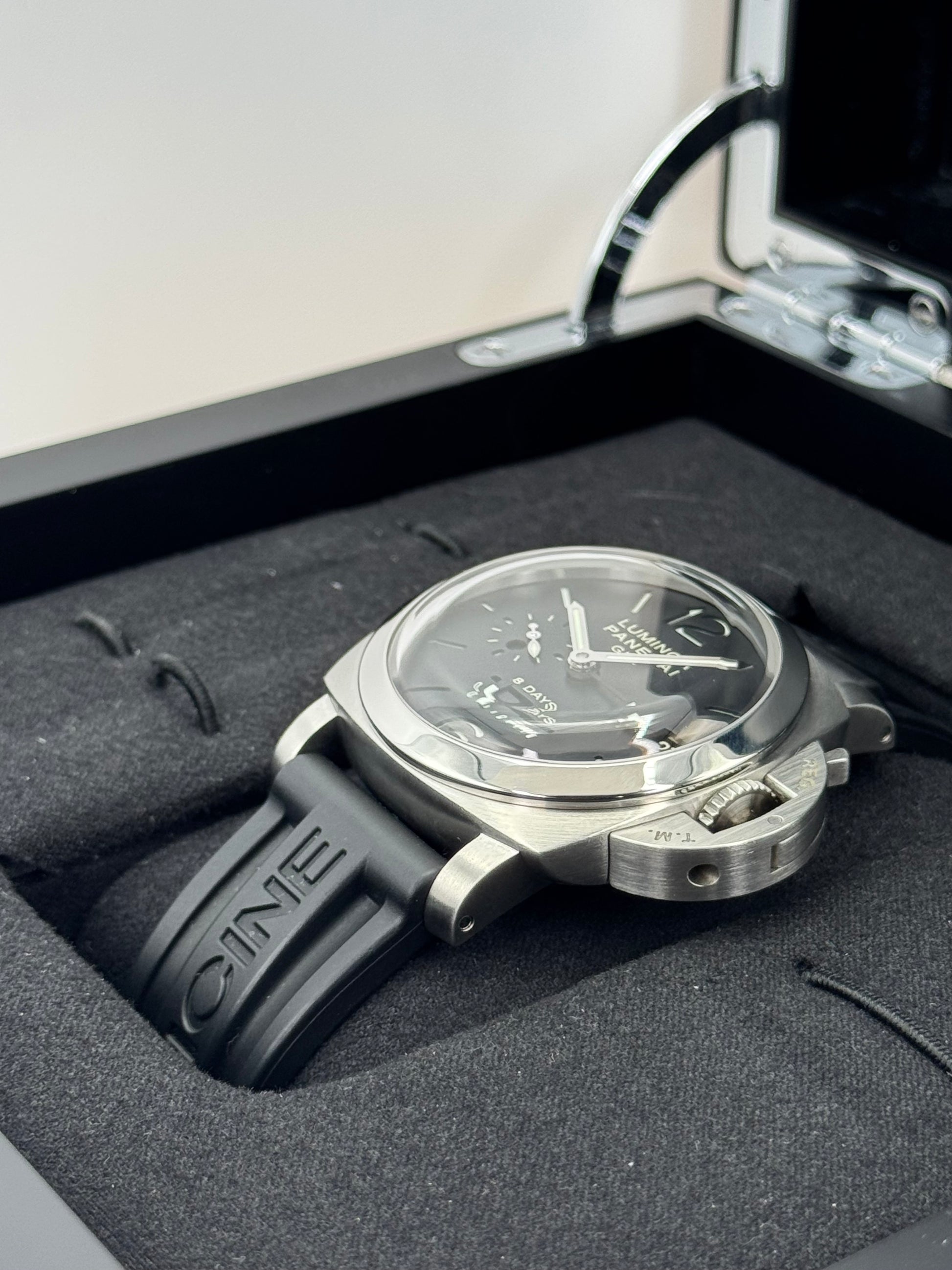 2009 Panerai Luminor 1950 8 Days GMT 44mm PAM00233 Black Dial - MyWatchLLC