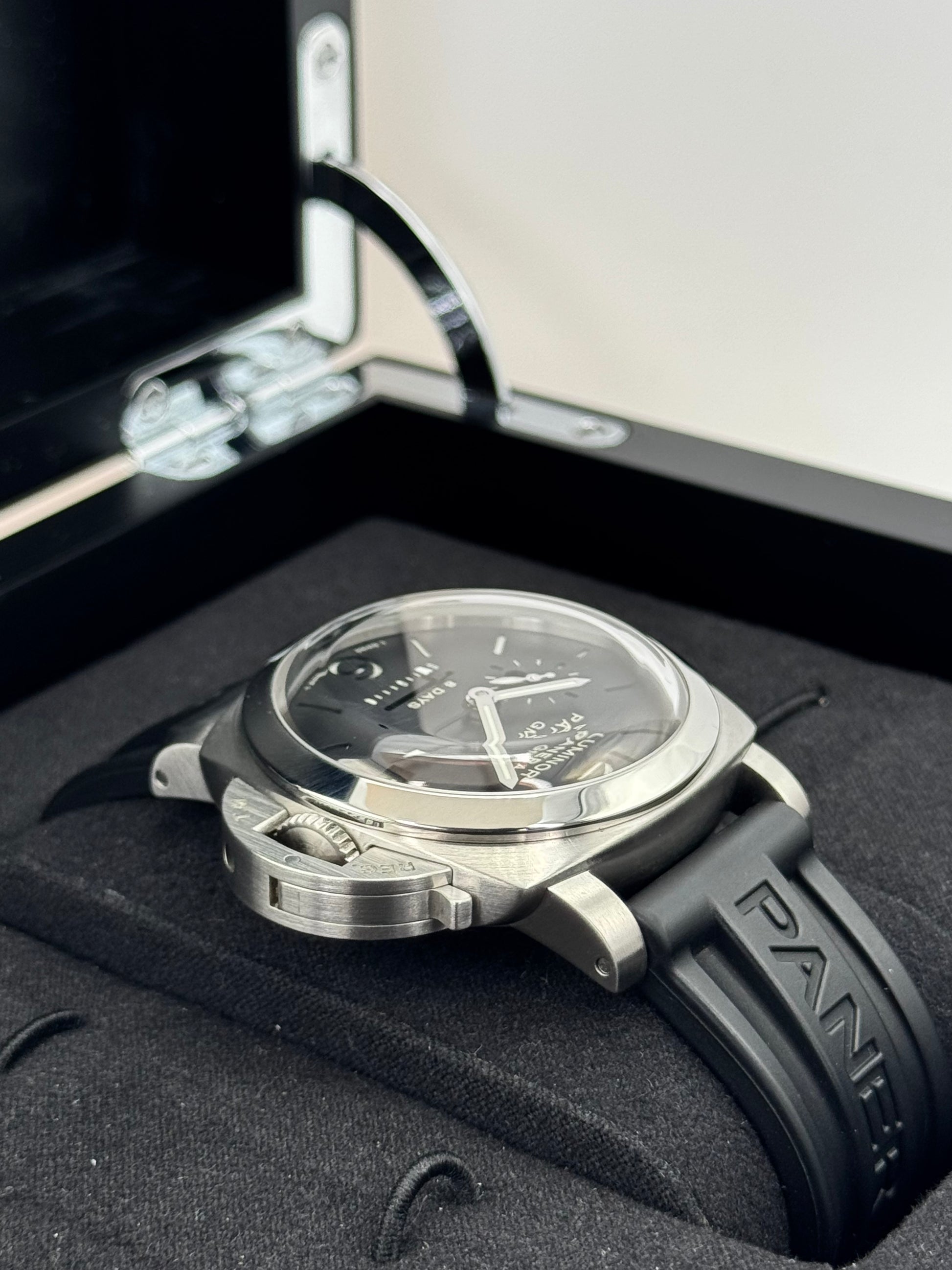 2009 Panerai Luminor 1950 8 Days GMT 44mm PAM00233 Black Dial - MyWatchLLC