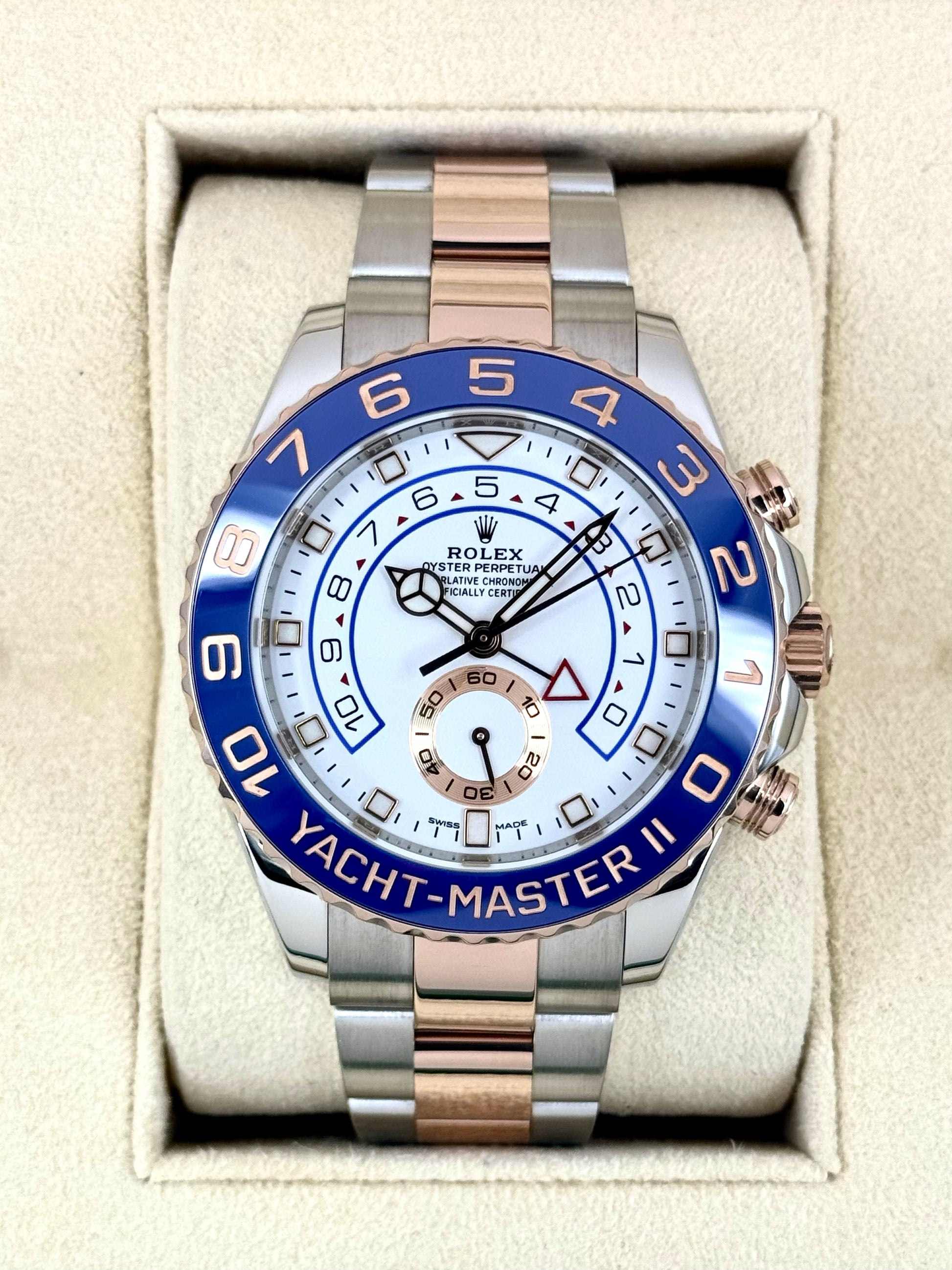 2020 Rolex Yacht-Master II 44mm 116681 Two-Tone White Dial - MyWatchLLC