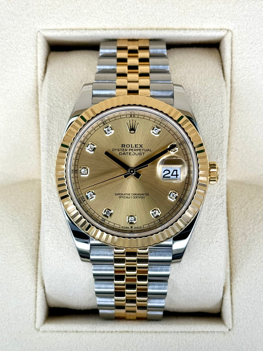 2022 Rolex Datejust 41mm 126333 Jubilee Champagne Diamond Dial - MyWatchLLC