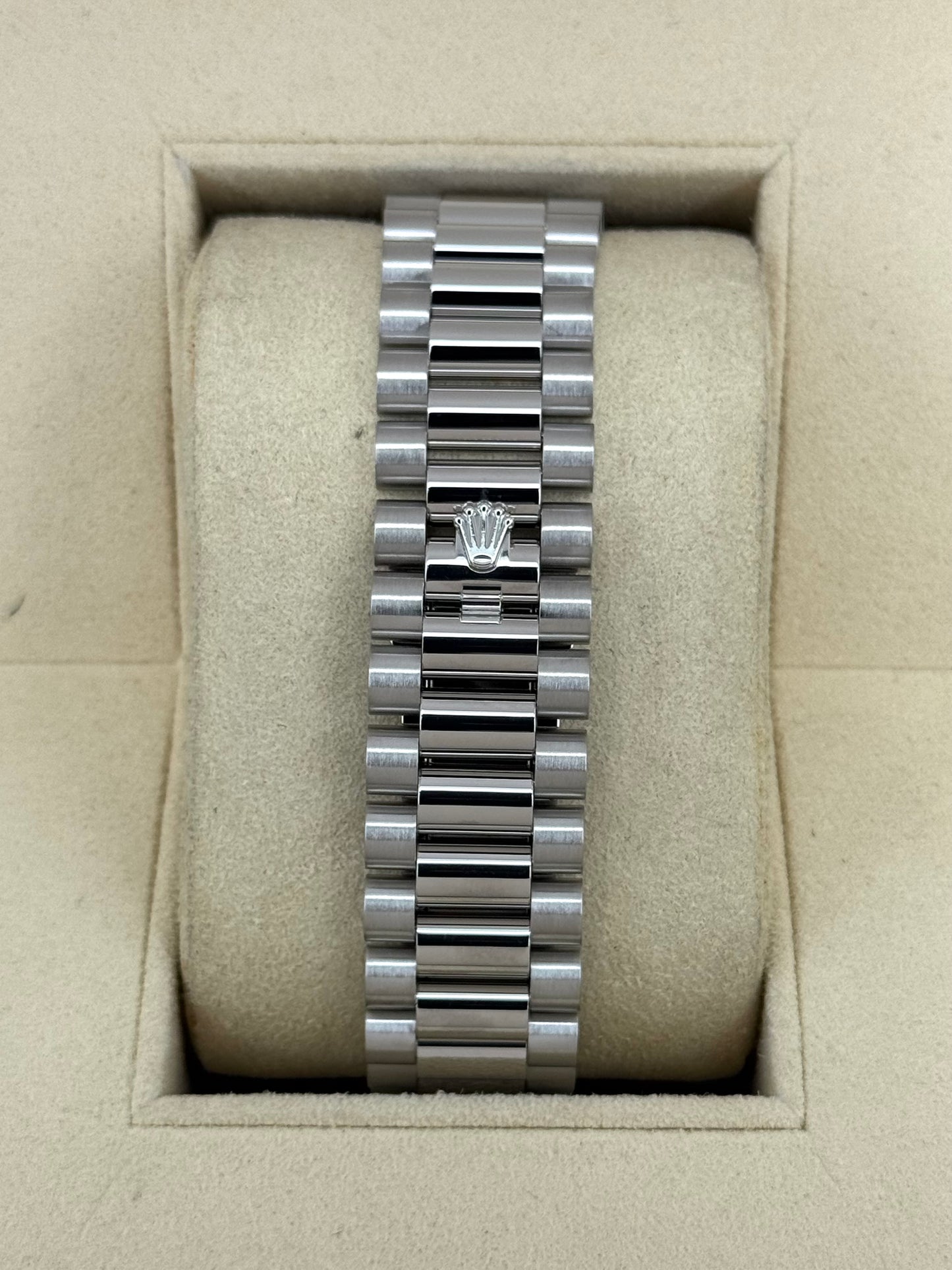 2018 Rolex Day-Date 40mm 228206 Platinum Blue Motif Dial - MyWatchLLC